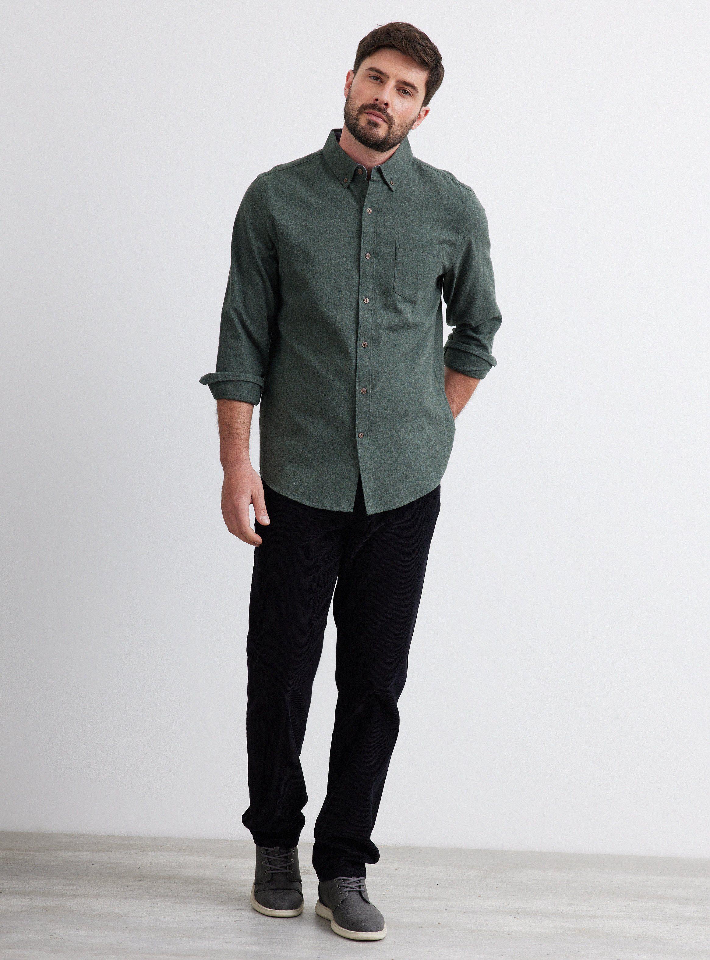 Camisa de Vestir Camisa ML Franela Lisa Regular Fit-4
