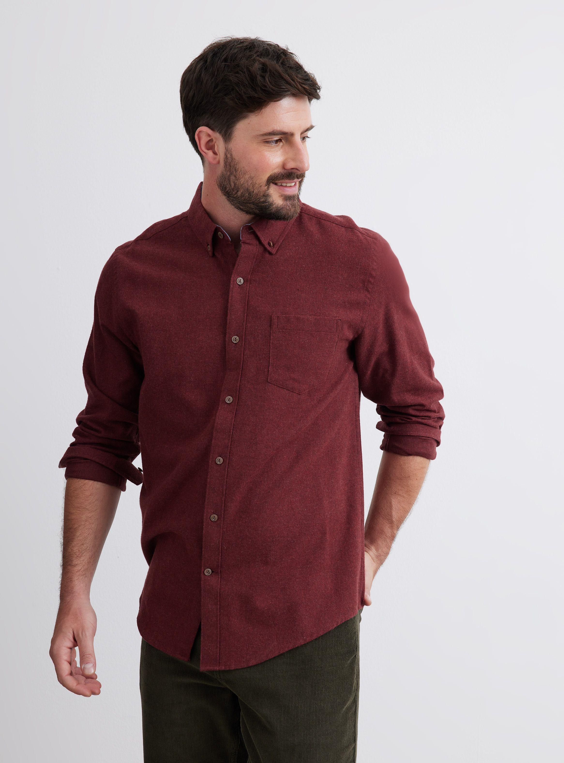 Camisa de Vestir Camisa ML Franela Lisa Regular Fit-0