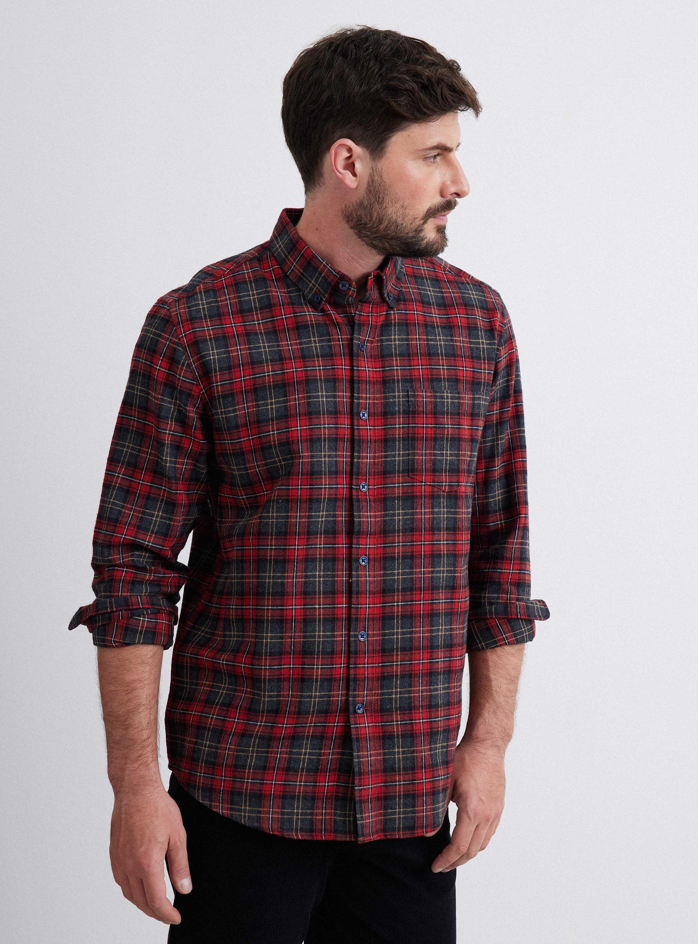Camisa de Vestir ML Franela Checks Regular Fit-0