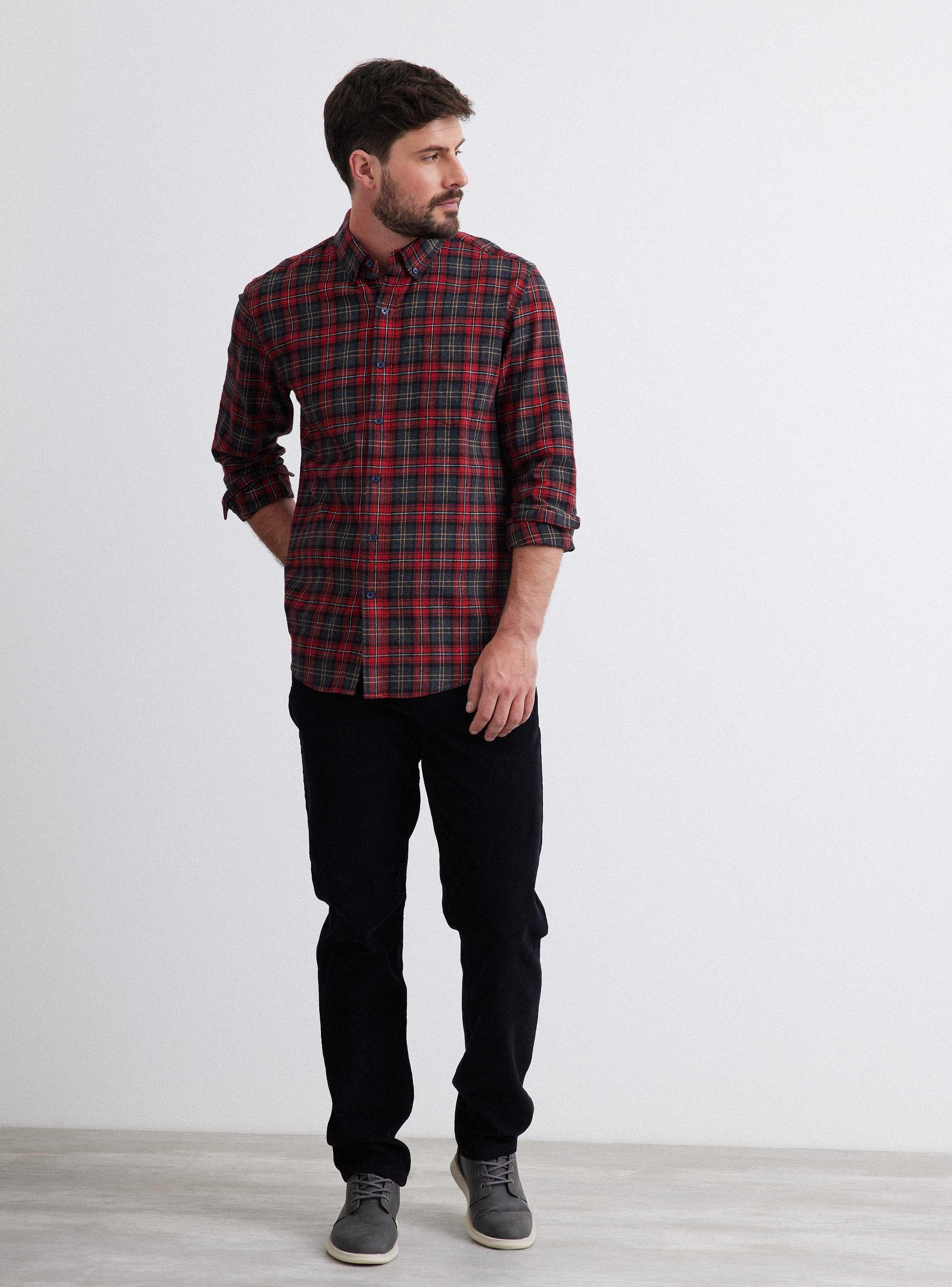 Camisa de Vestir ML Franela Checks Regular Fit-4