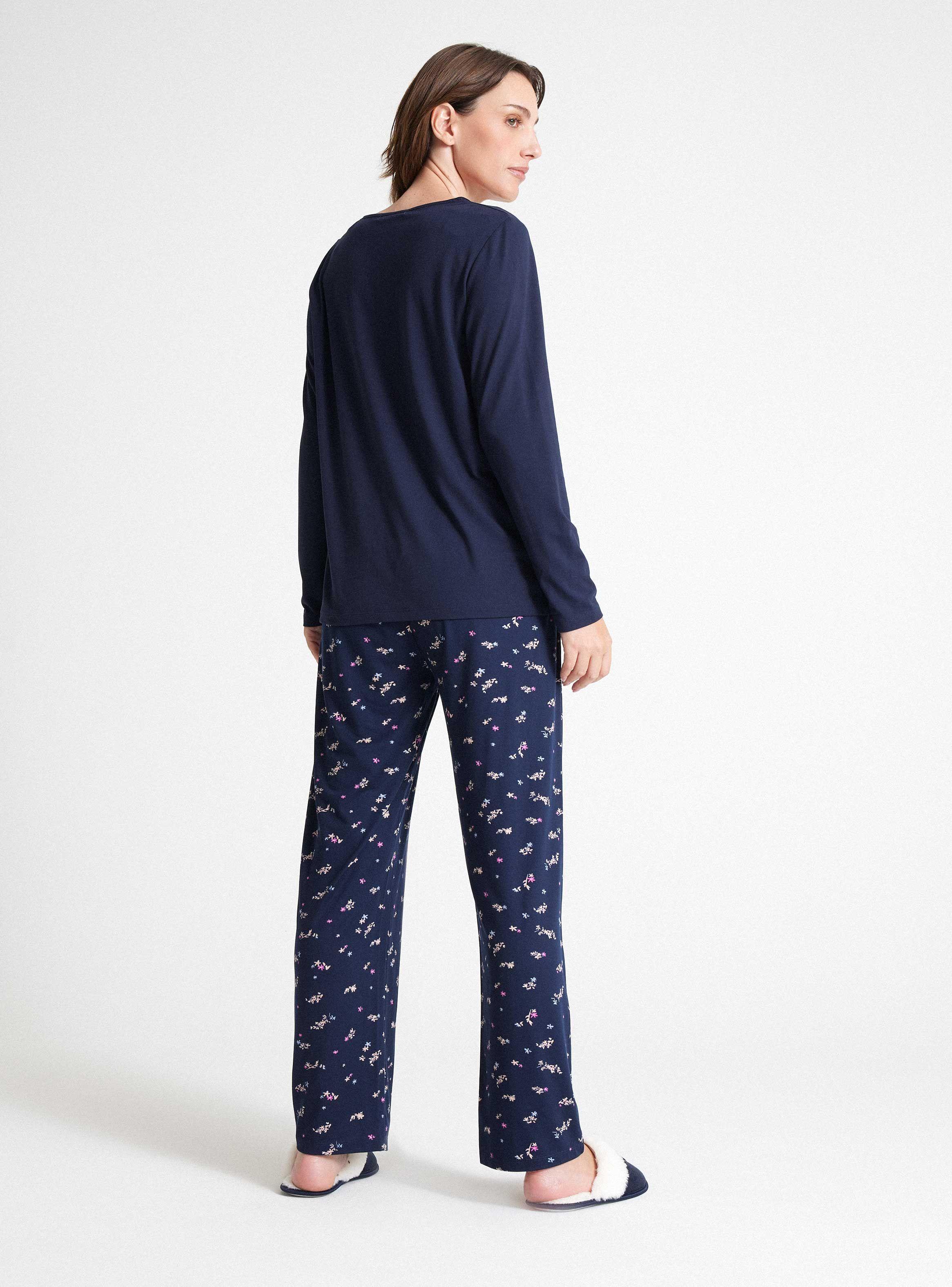 Pijamas Top Solido Botones Pantalón Full Print-5