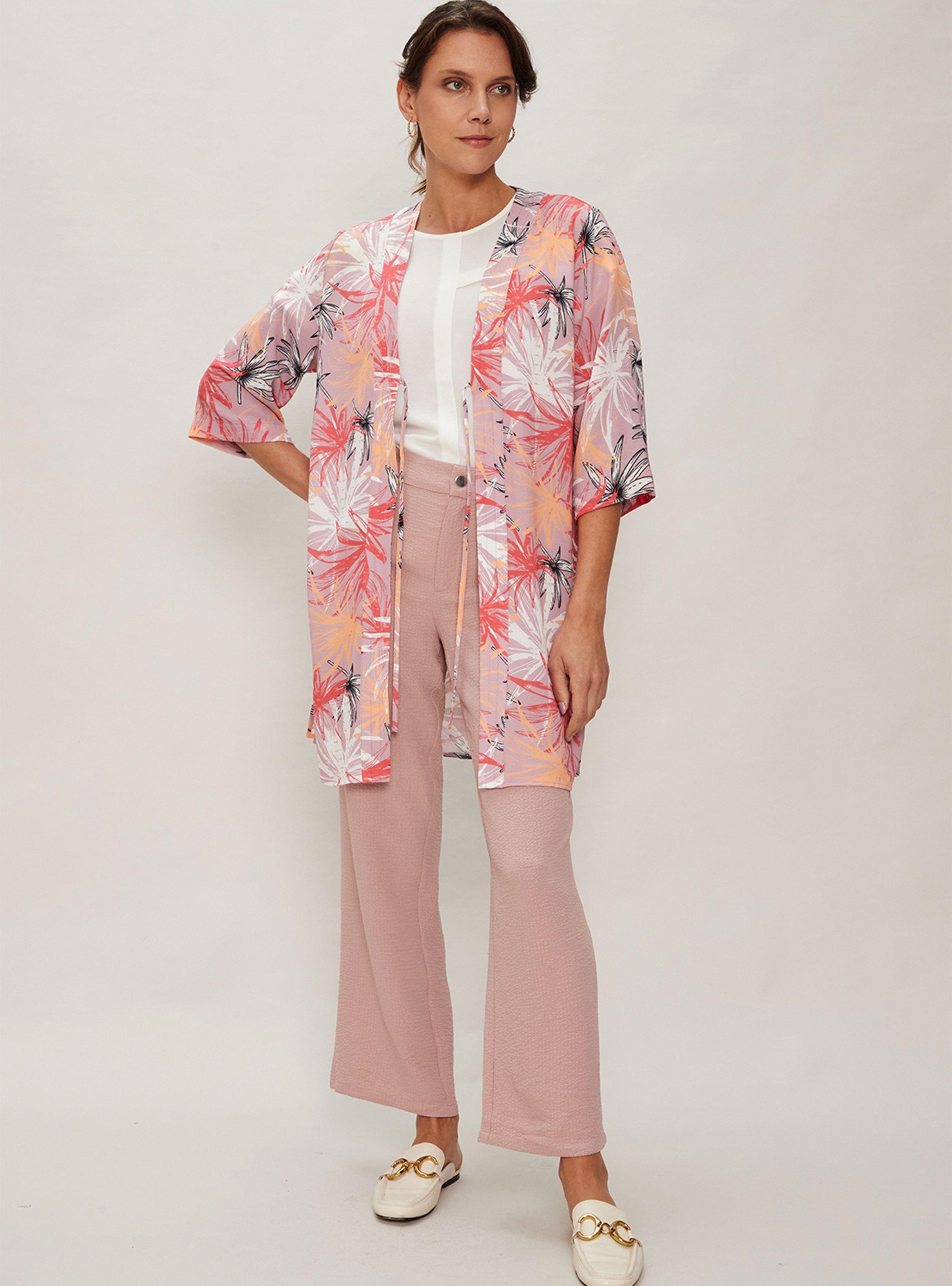 Tapado Kimono Estampado Flower Pastel-3