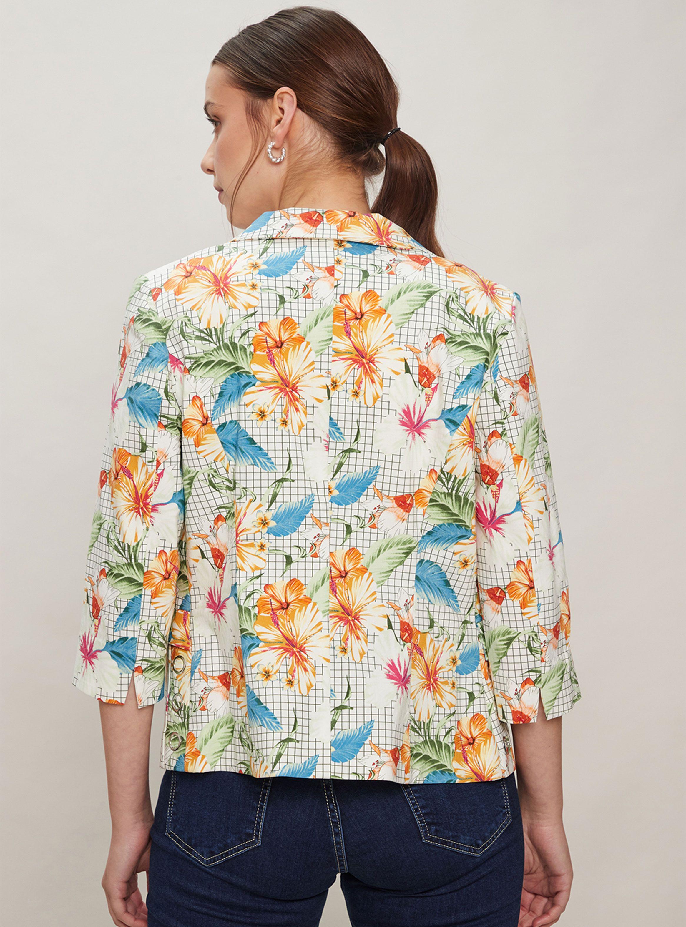 Blazer Estampado Con Manga y Ojetillos Decorativos-1