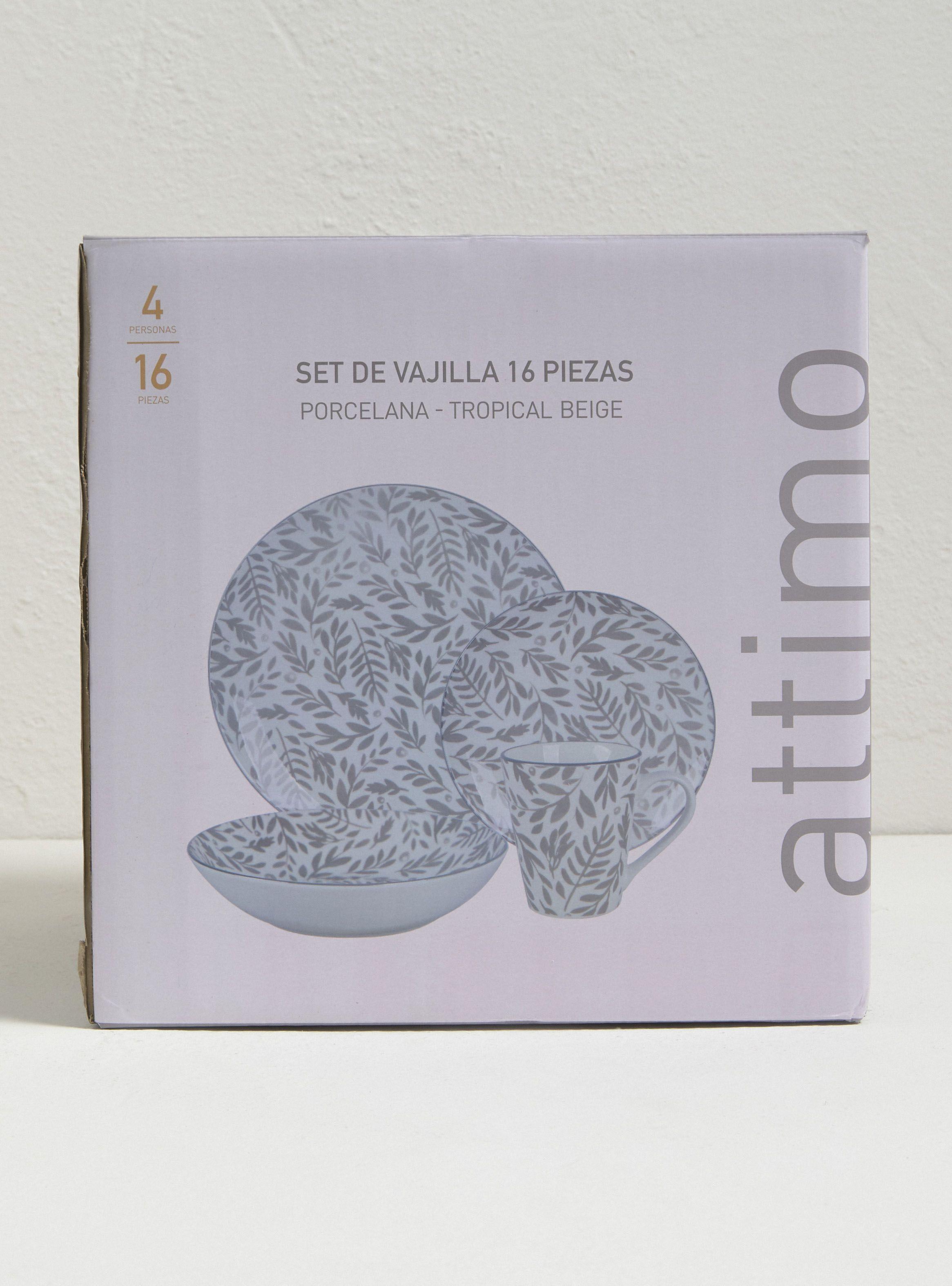 Set Vajilla 16 Piezas Tropical Beige Porcelana-3