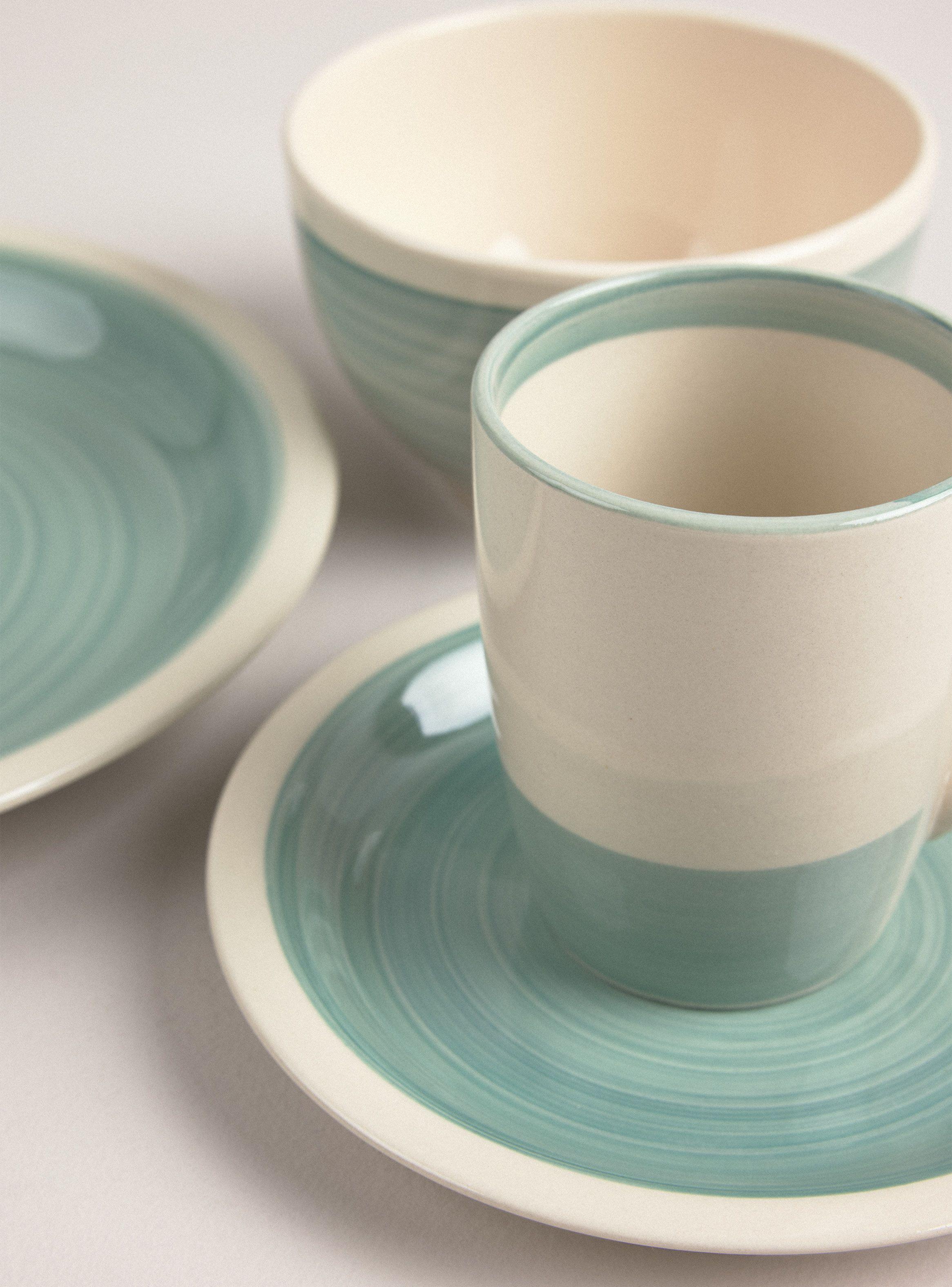 Set Vajilla 16 Piezas Bicolor Aqua Cerámica-2