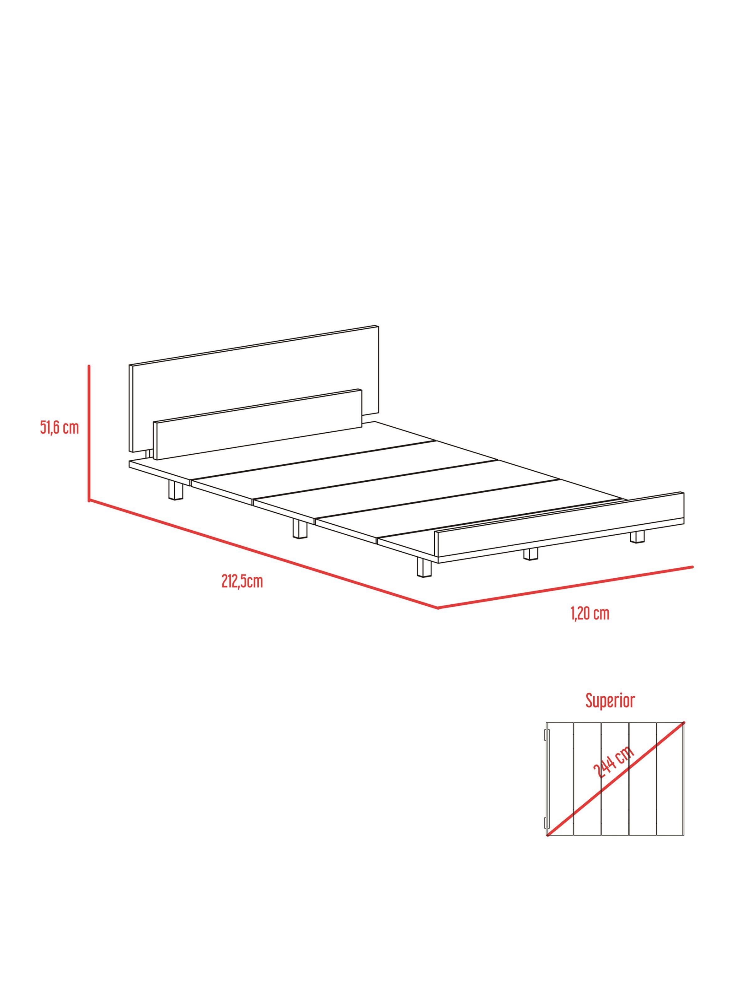 Cama 1.5 Plazas + Clóset 2P Miel-Blanco Kaia-2