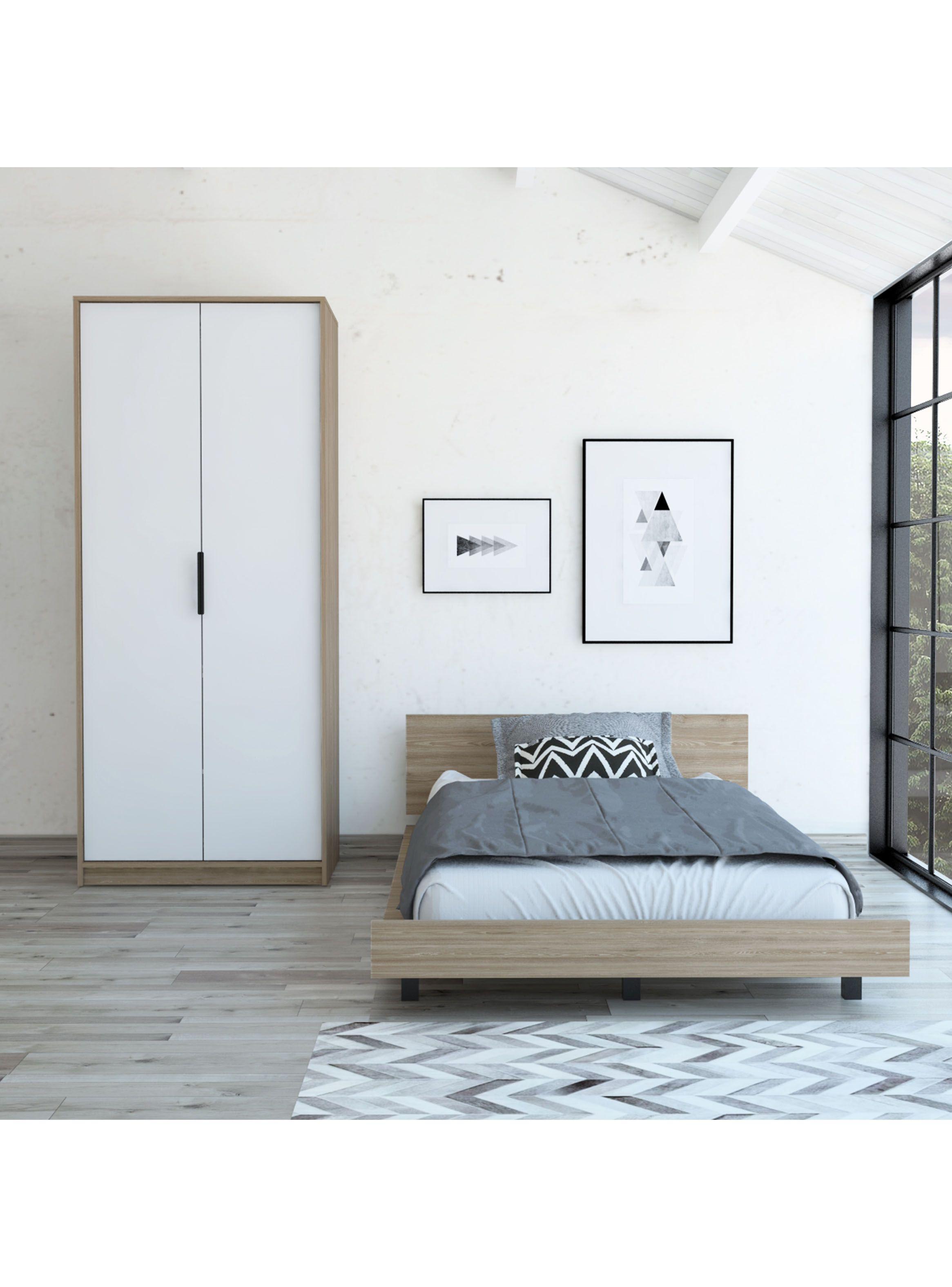 Cama 1.5 Plazas + Clóset 2P Miel-Blanco Kaia-6