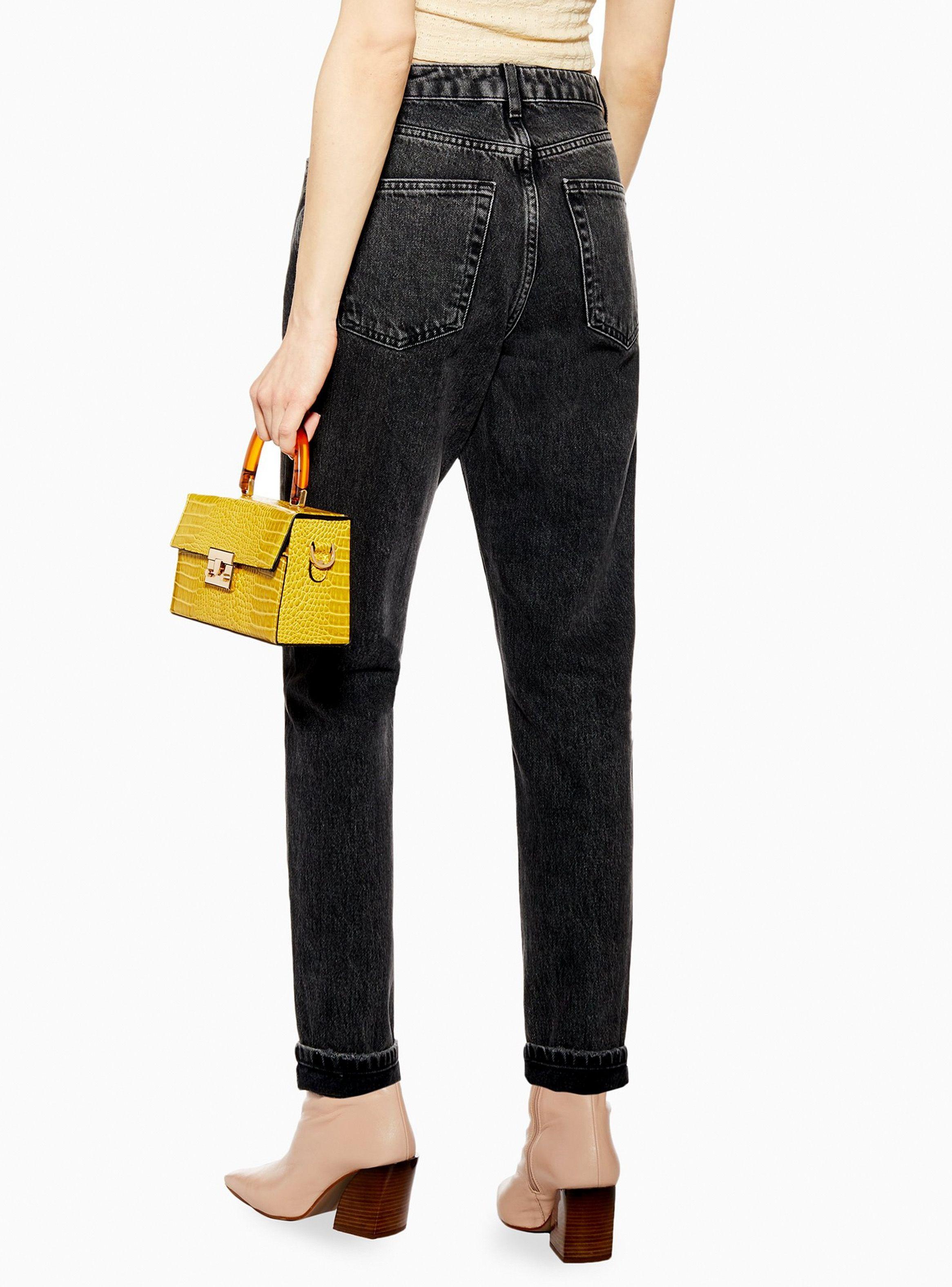 Jeans Mom Washed Black Tapered Largo 32 Topshop-1