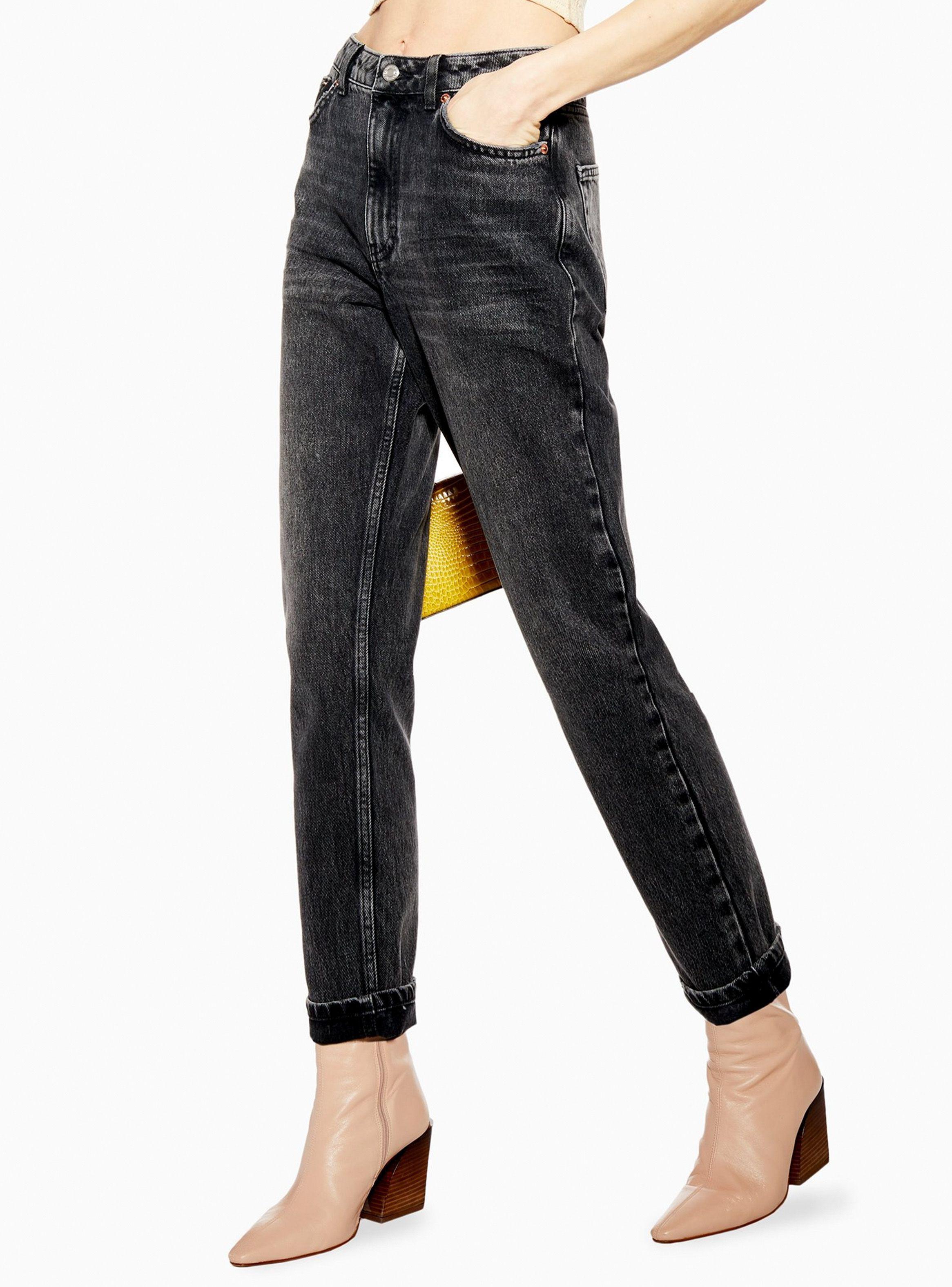 Jeans Mom Washed Black Tapered Largo 32 Topshop-0