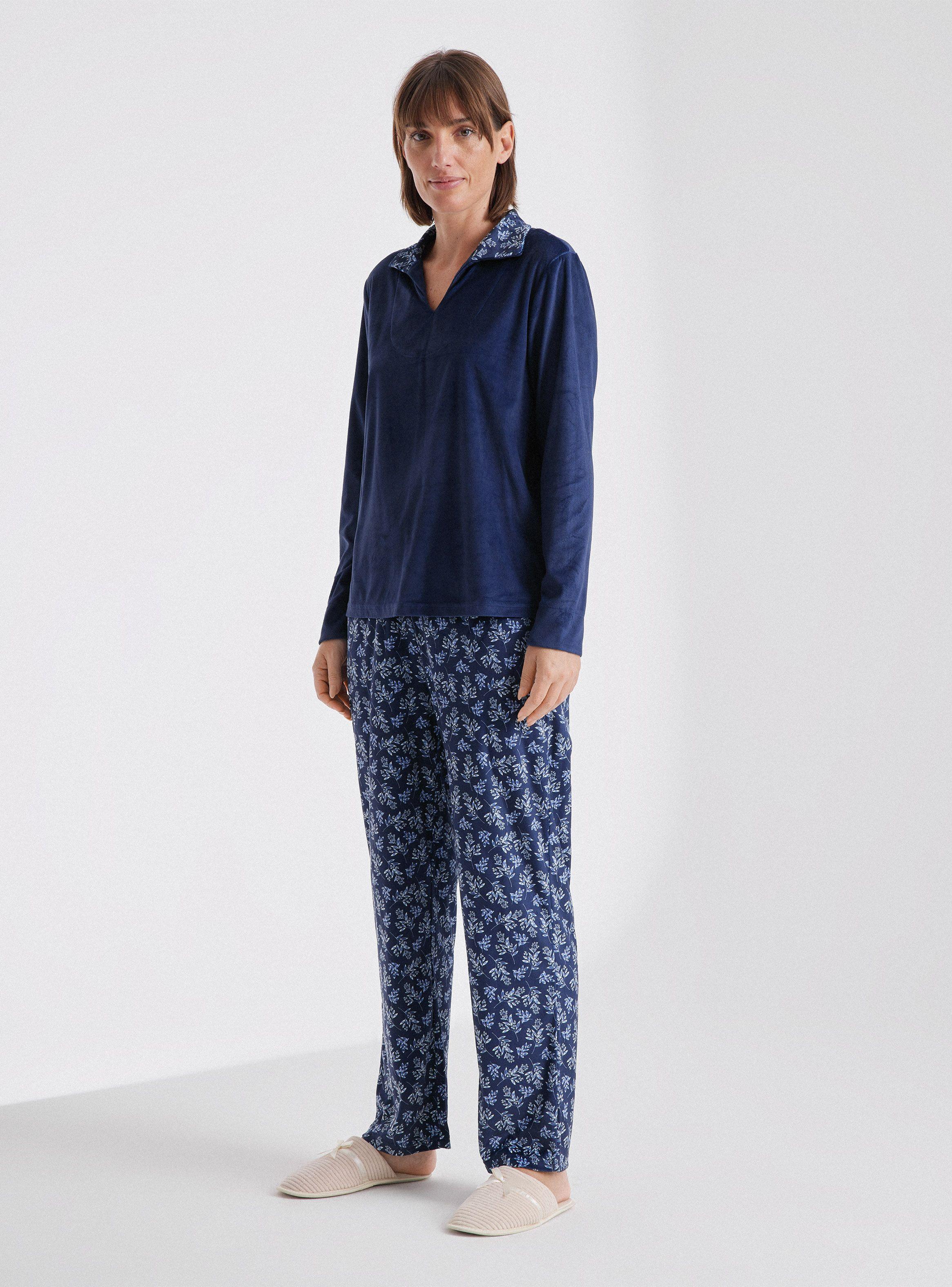 Pijamas Cuello Camisero Full Print Velour-4