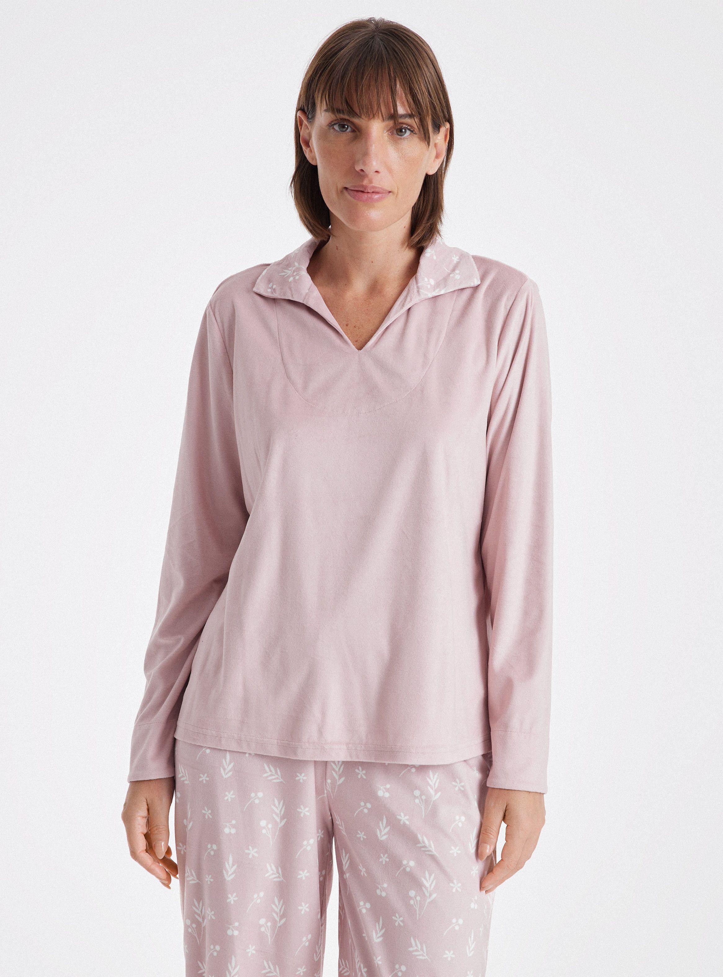 Pijamas Cuello Camisero Full Print Velour-0