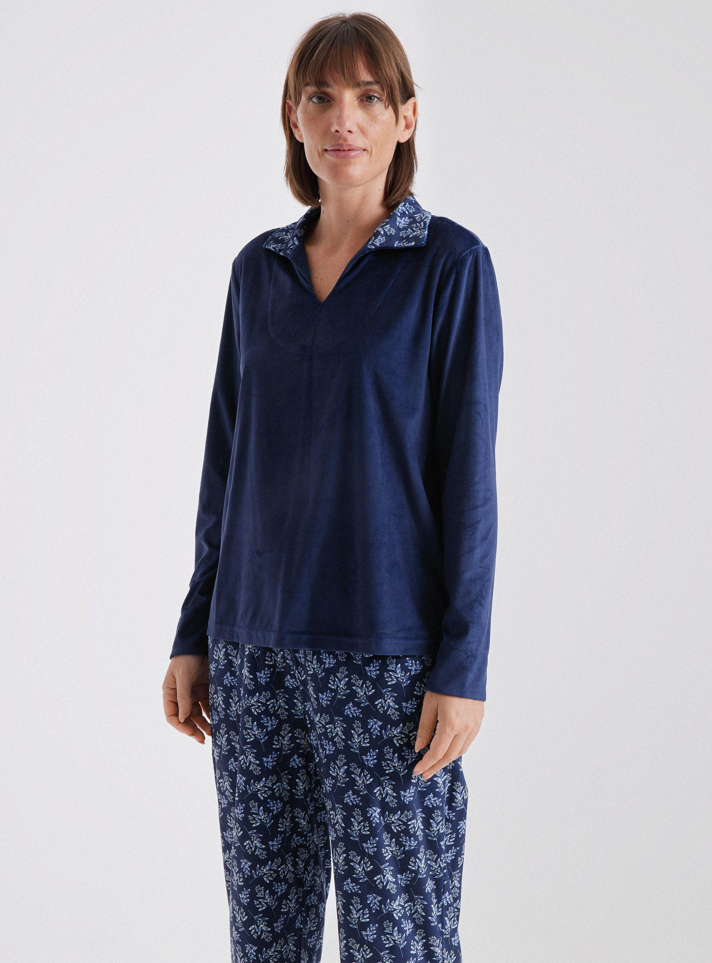 Pijamas Cuello Camisero Full Print Velour-0