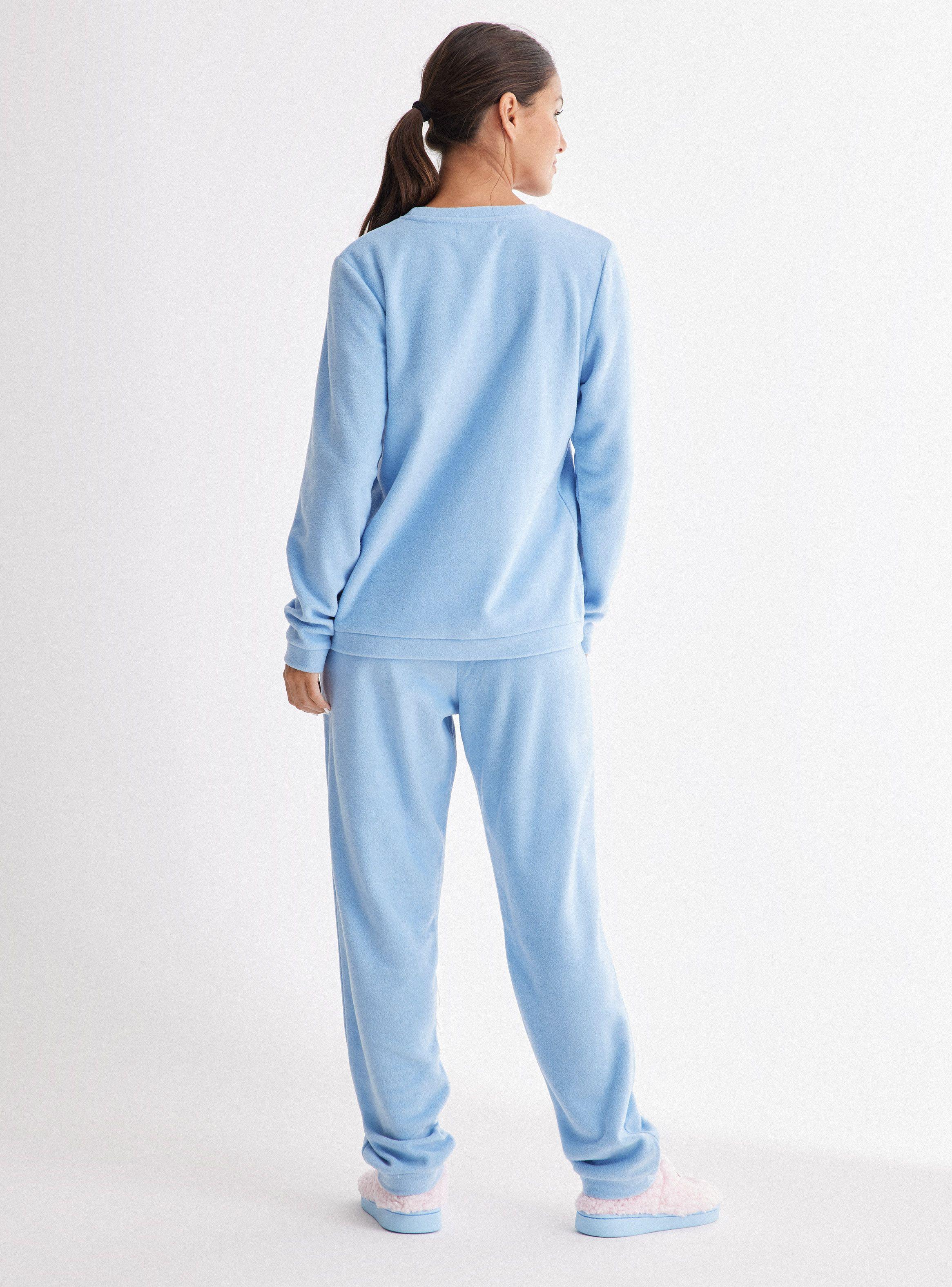 Pijama Largo Aplicación Bordada Tela Velour-5