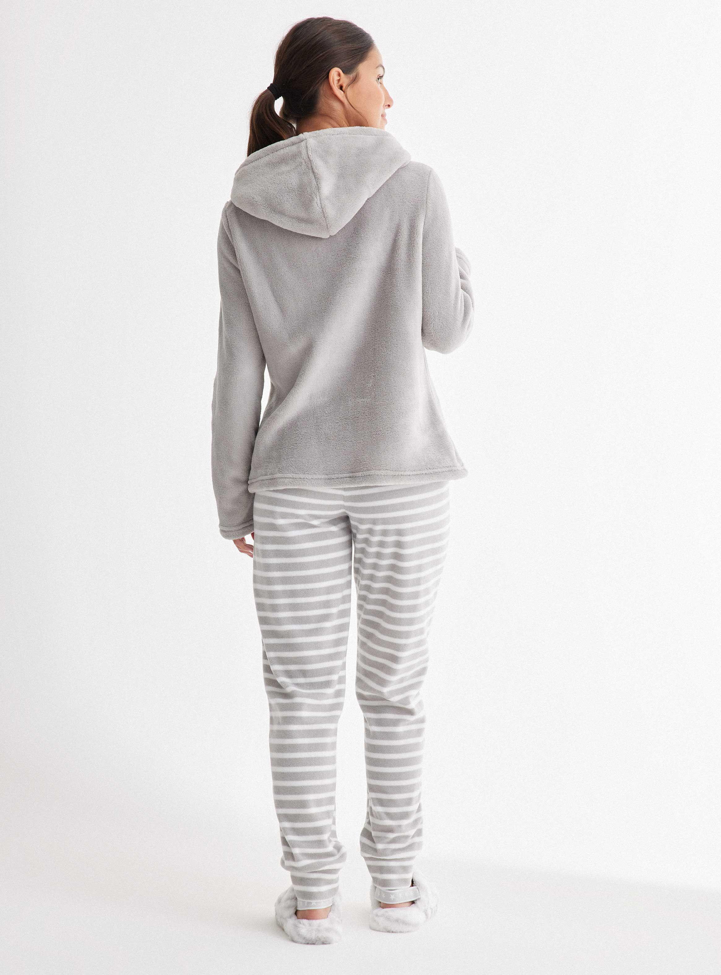 Pijamas Largo Cuello Alto Bolsillo Caritas Coral Fleece-5