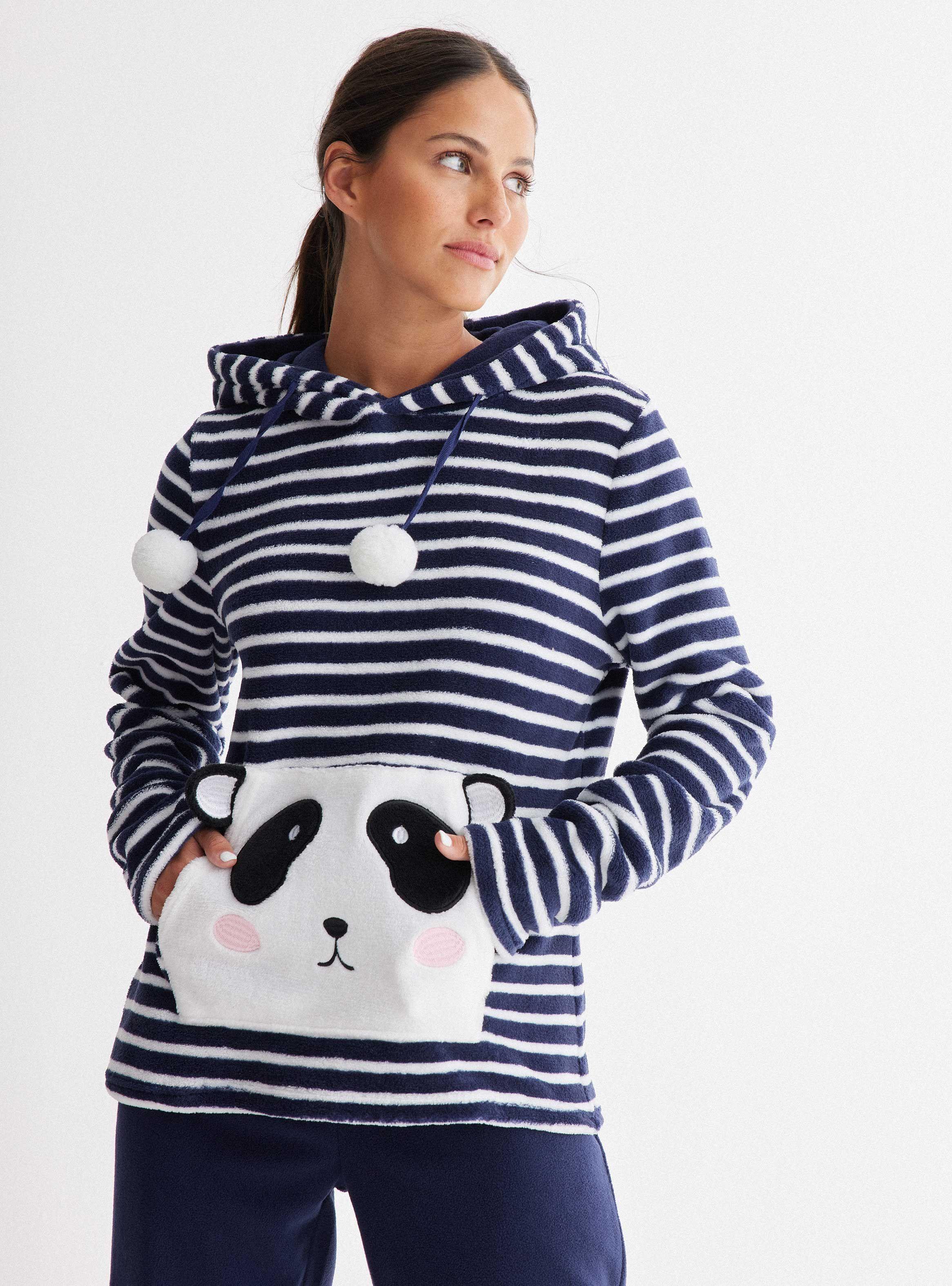 Pijamas Largo Cuello Alto Bolsillo Caritas Coral Fleece-0