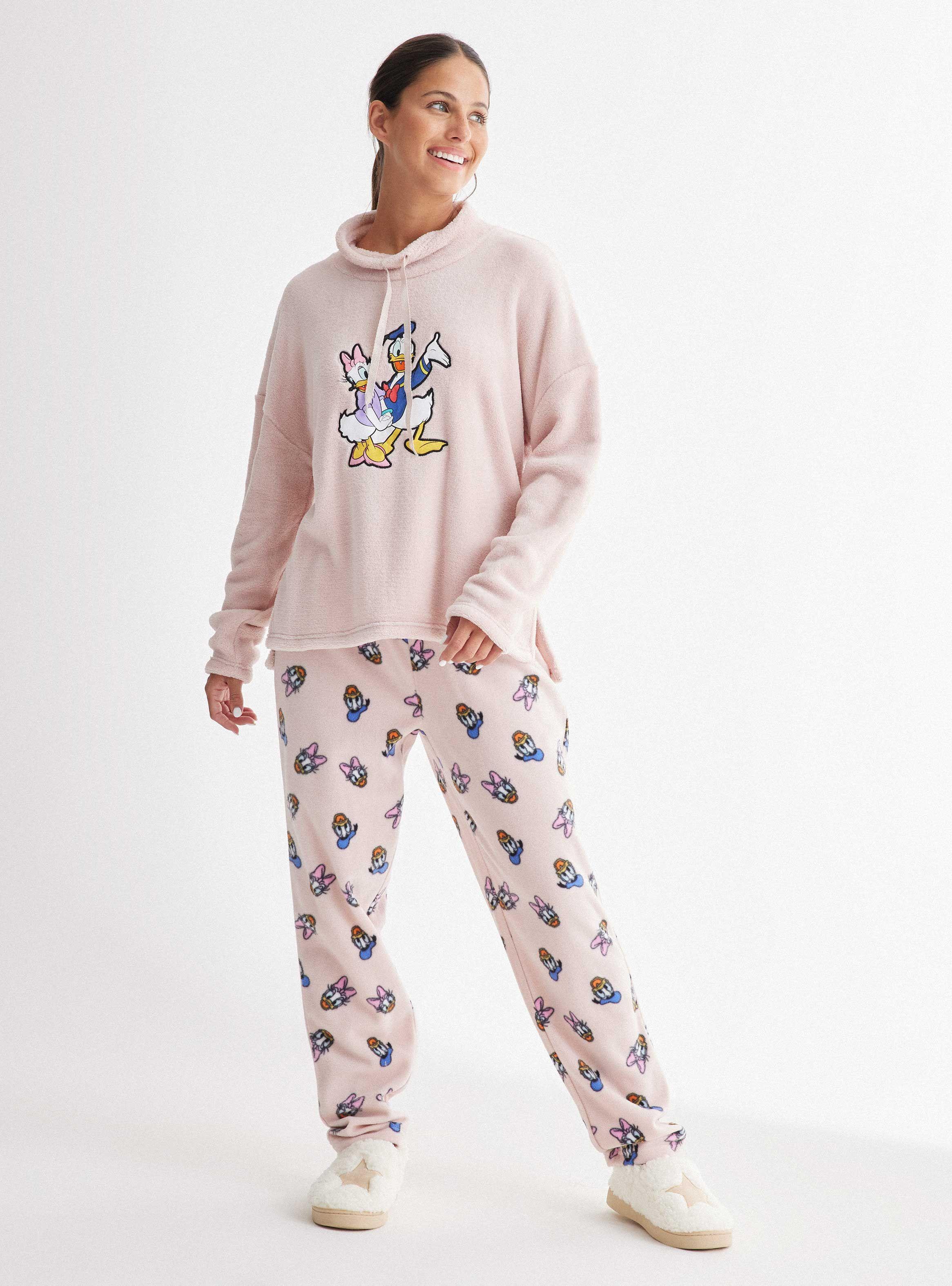 Pijamas Largo Licencia Disney Aplicación Bordada Coral-4