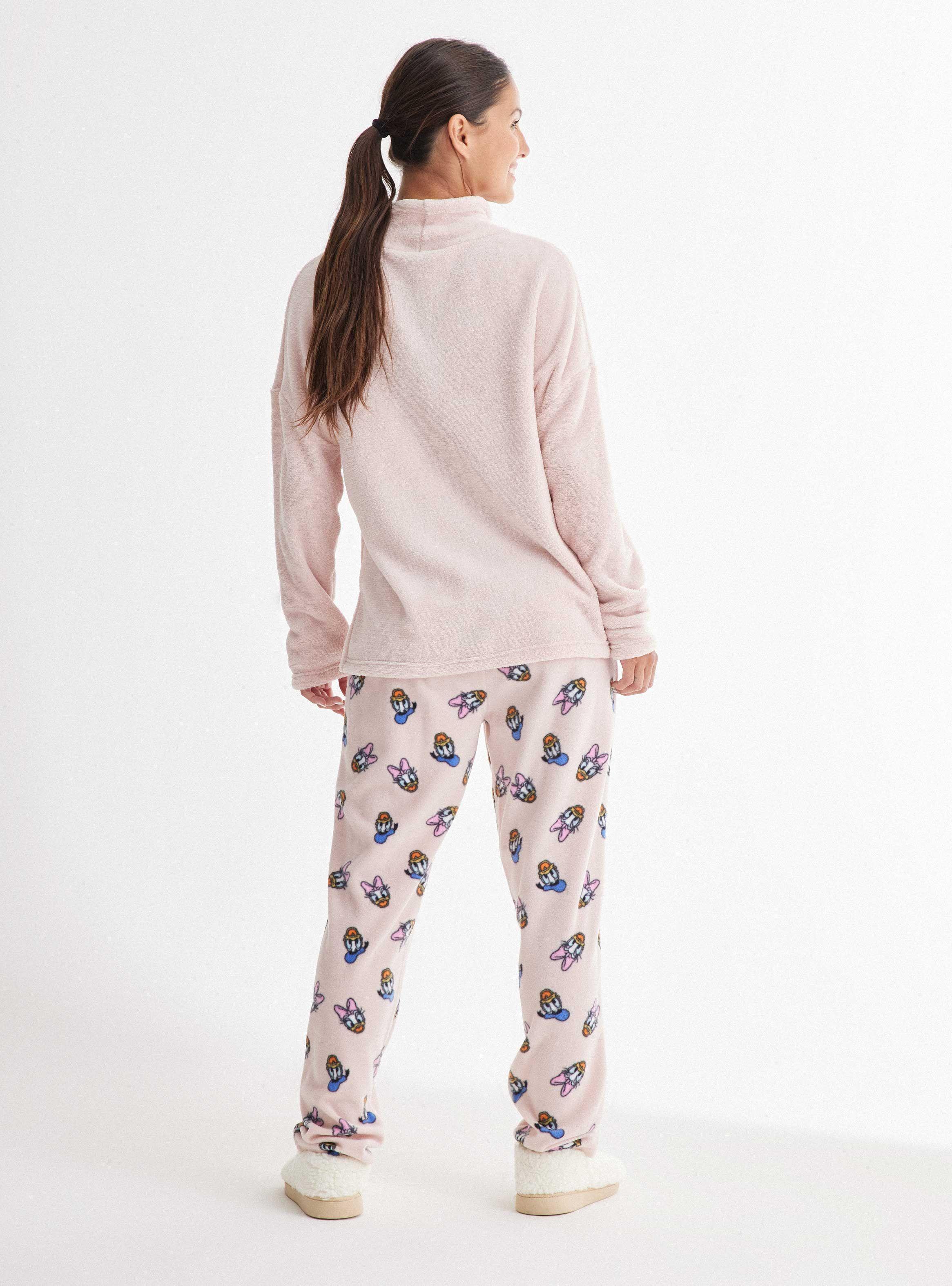 Pijamas Largo Licencia Disney Aplicación Bordada Coral-5