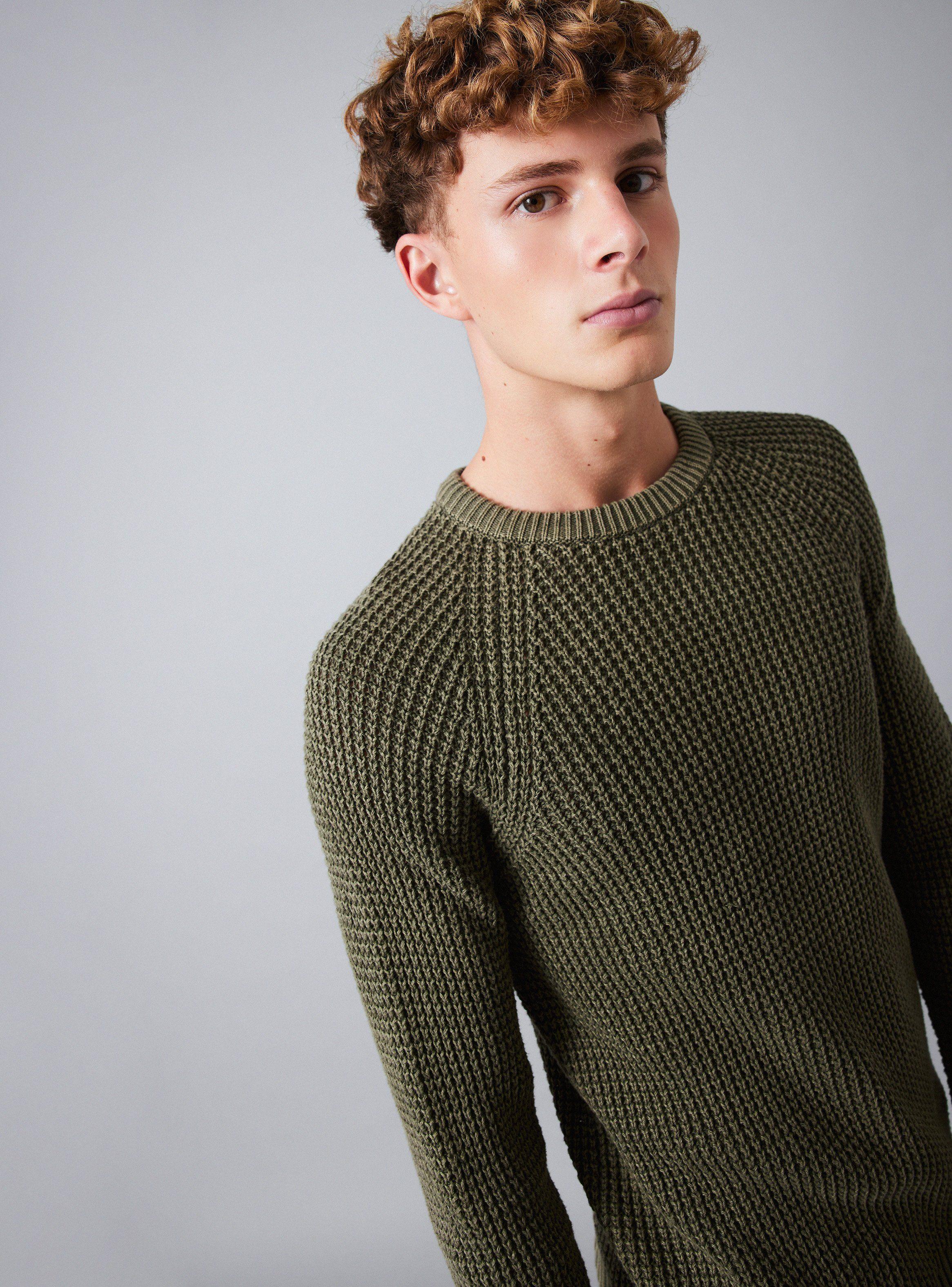 Sweater Lavado Manga Raglan Interior Escocés-0