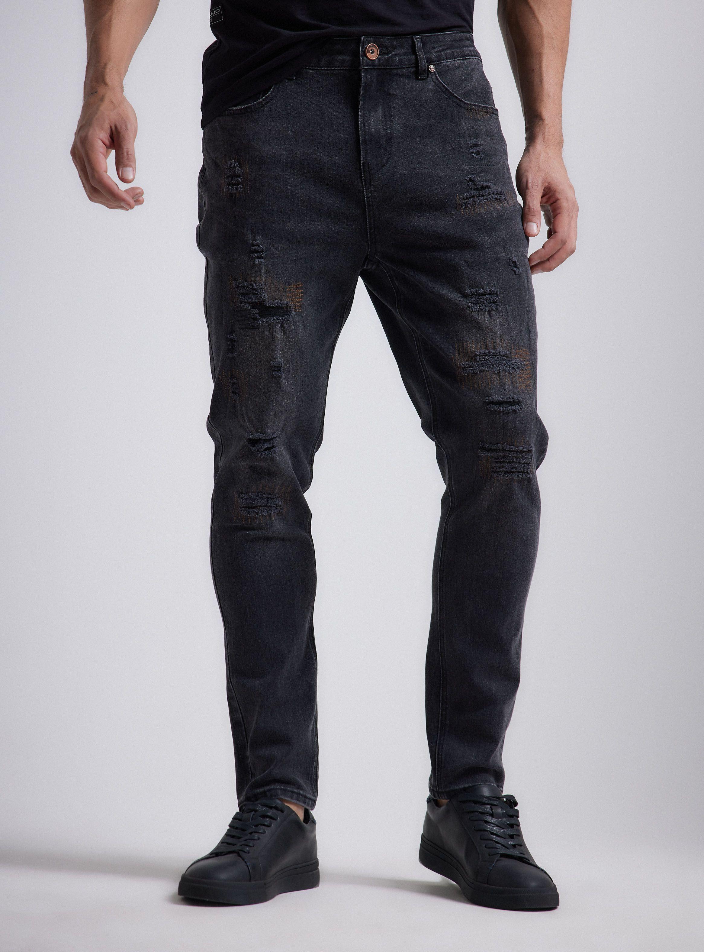 Jeans Roturas con Zigzag Cobre-0