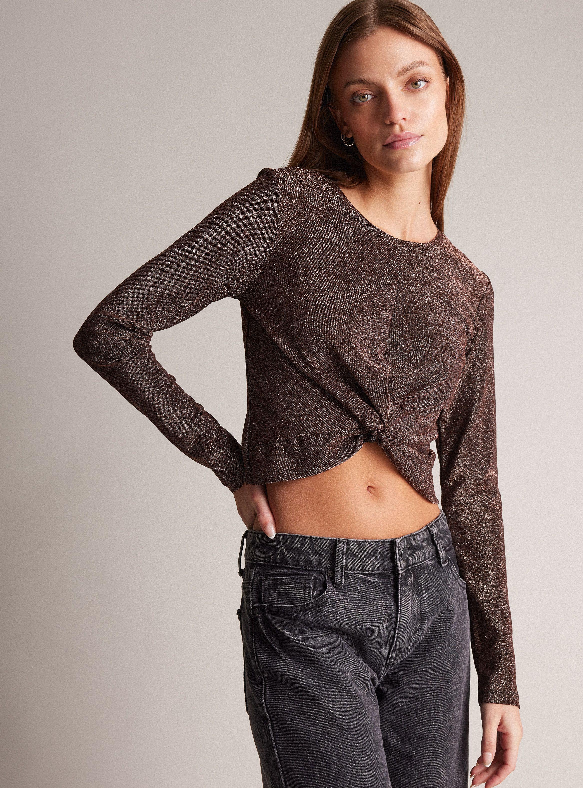 Polera Lurex Con Torcido En Delantero-0