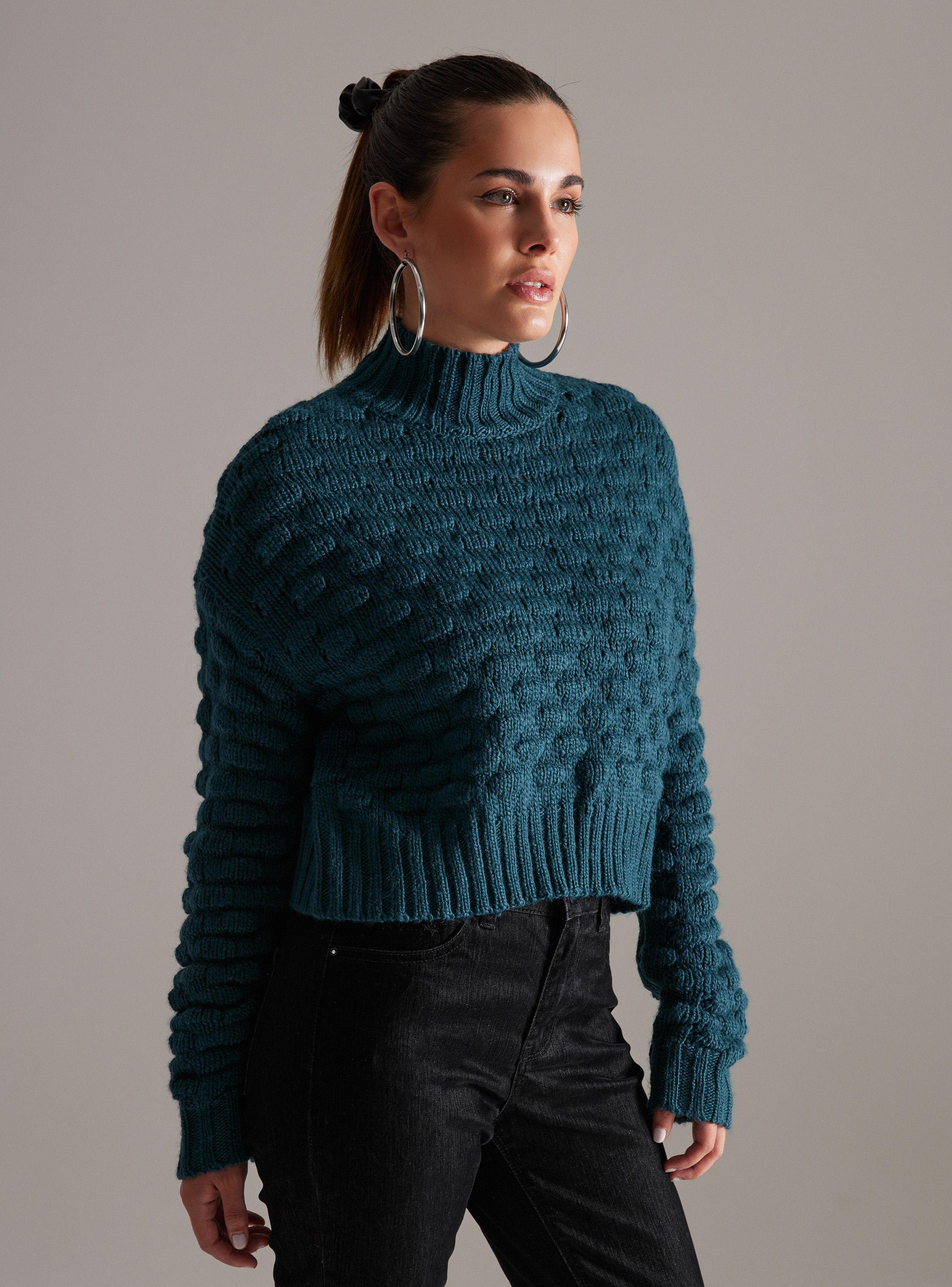 Sweater Cuello Alto Tejido Textura Globitos-0