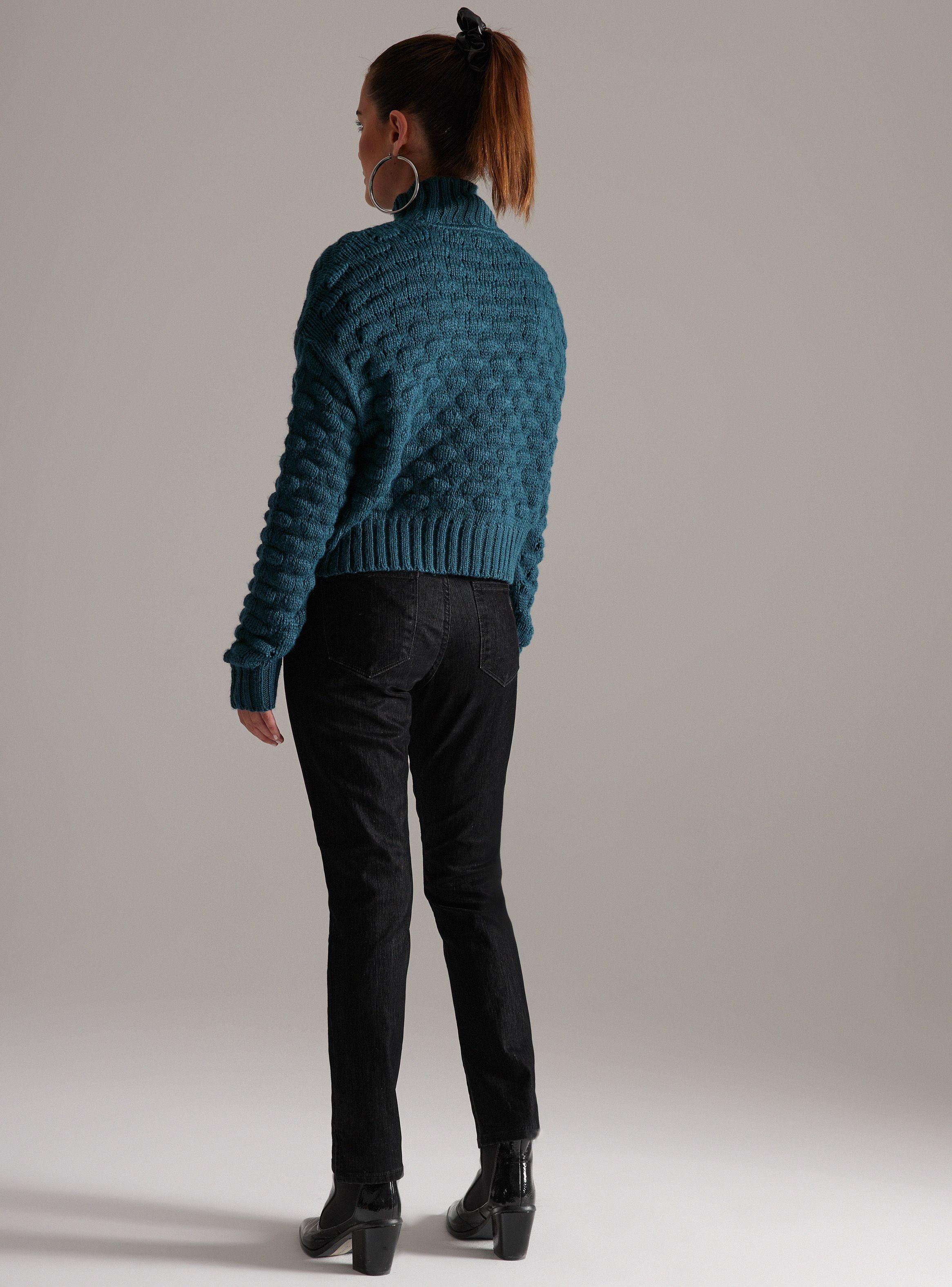 Sweater Cuello Alto Tejido Textura Globitos-5