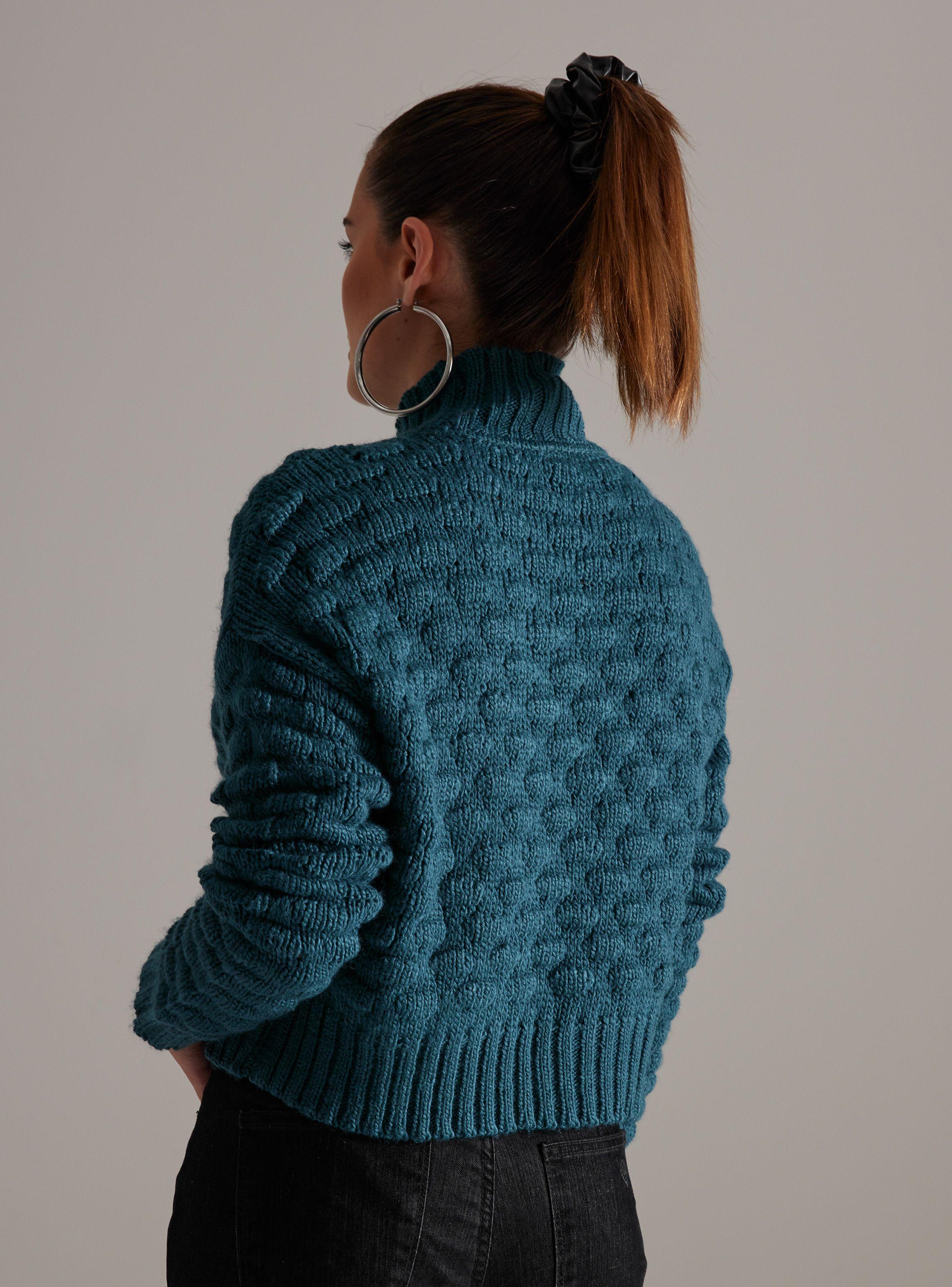 Sweater Cuello Alto Tejido Textura Globitos-1