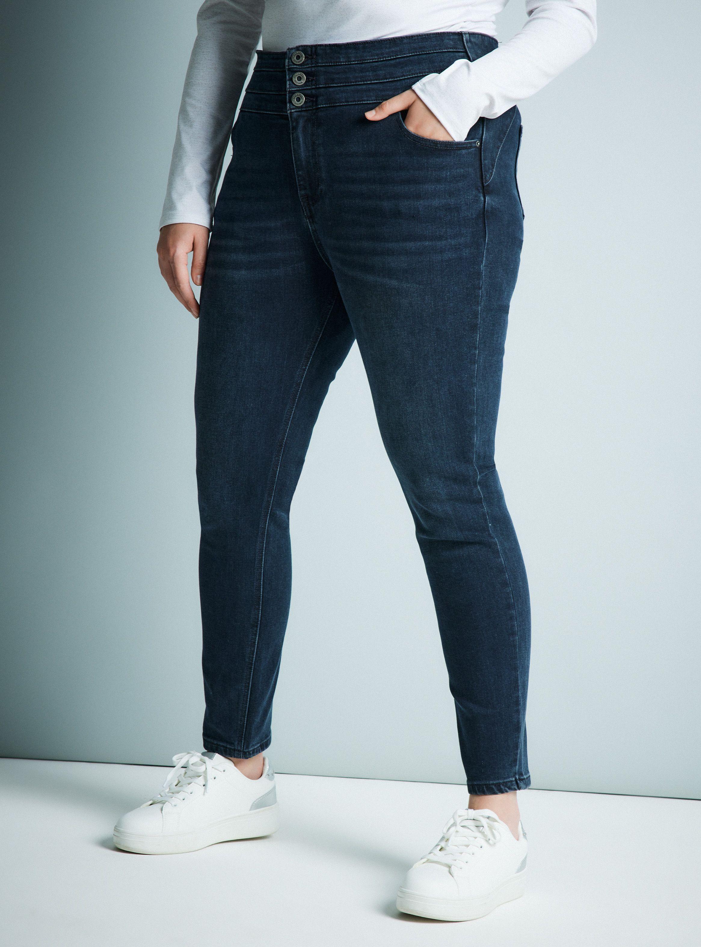 Jeans Pretina Alta Con Cortes Y 3 Botones-6