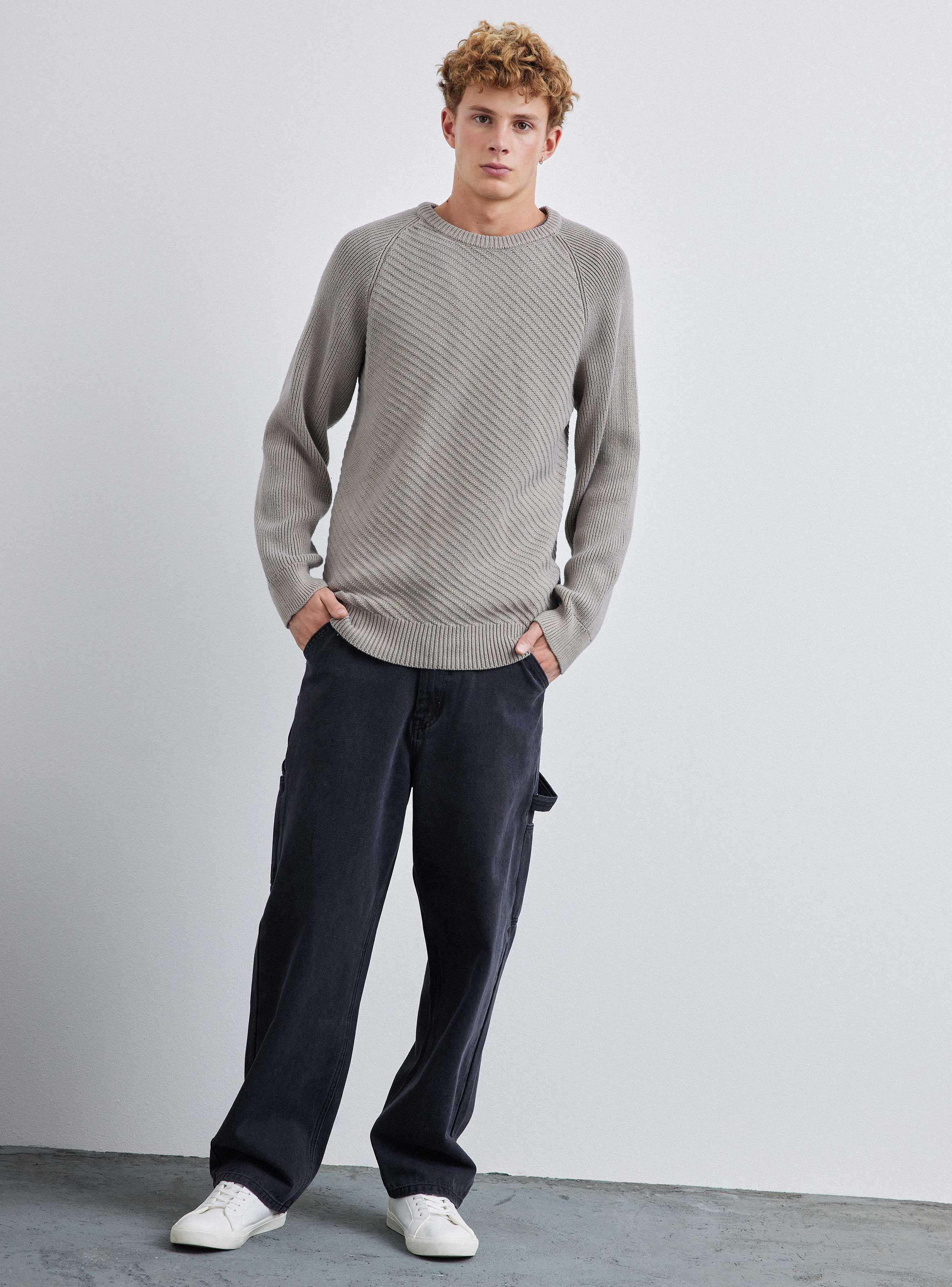 Sweater Tejido Diagonal Deslavado-5