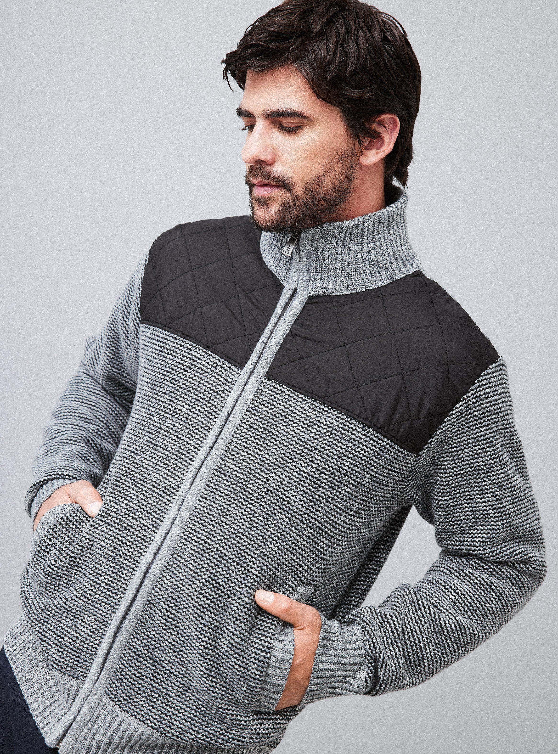 Sweater con Cierre y Tela de Parka-1
