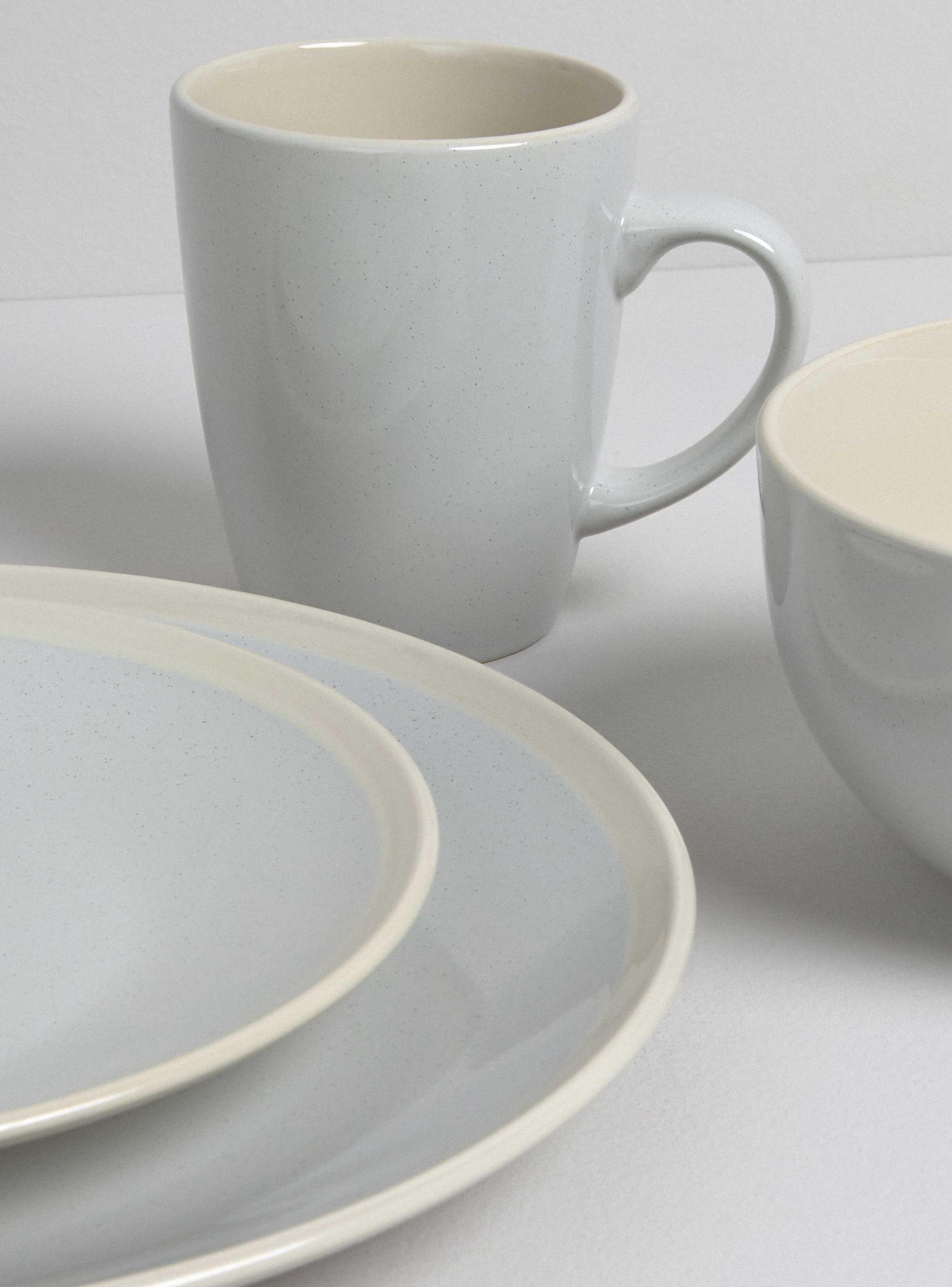 Set Vajilla 24 Piezas Granito Blanco Cerámica-2