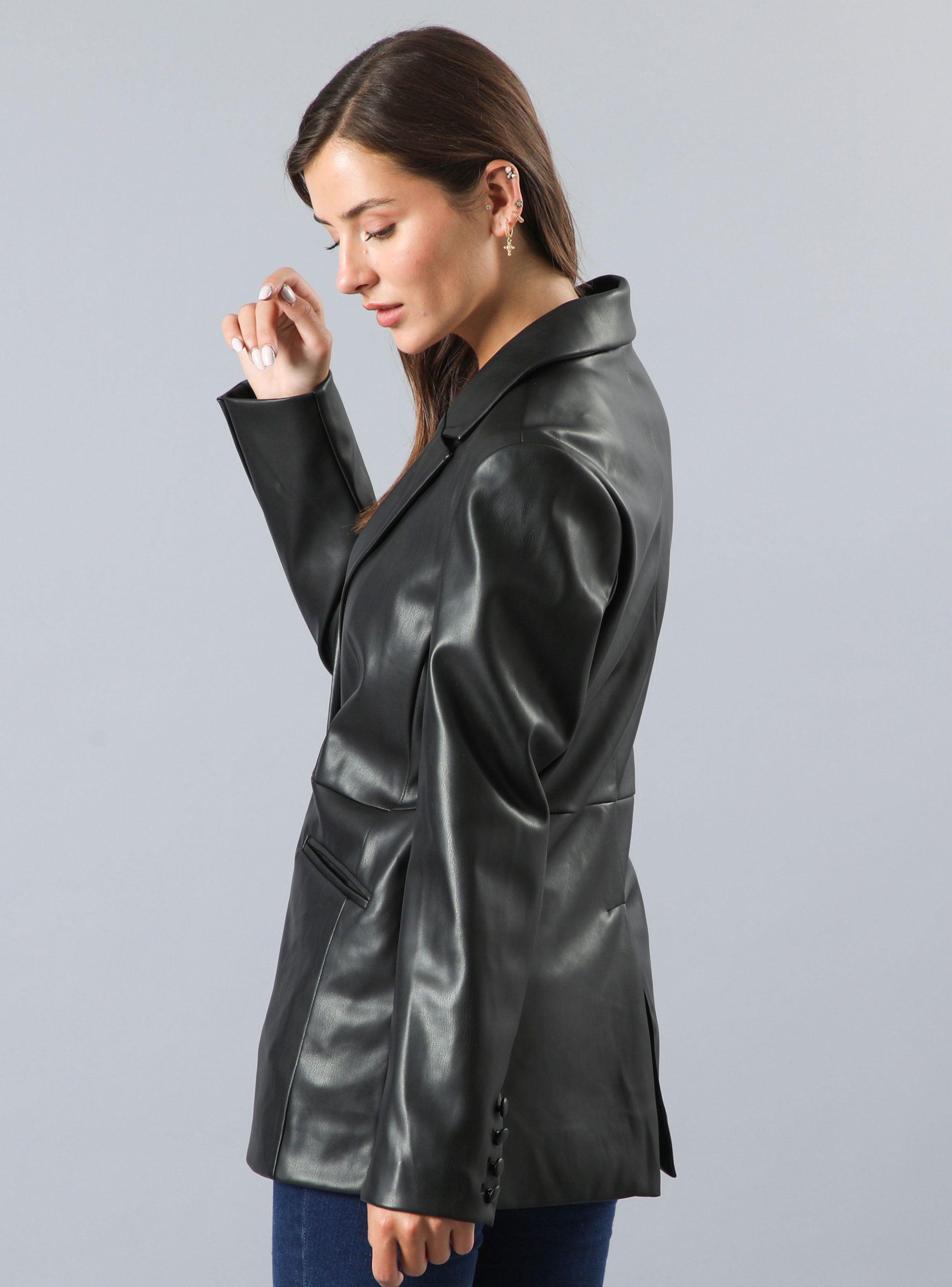 Blazer Pu Modelo Recto-1