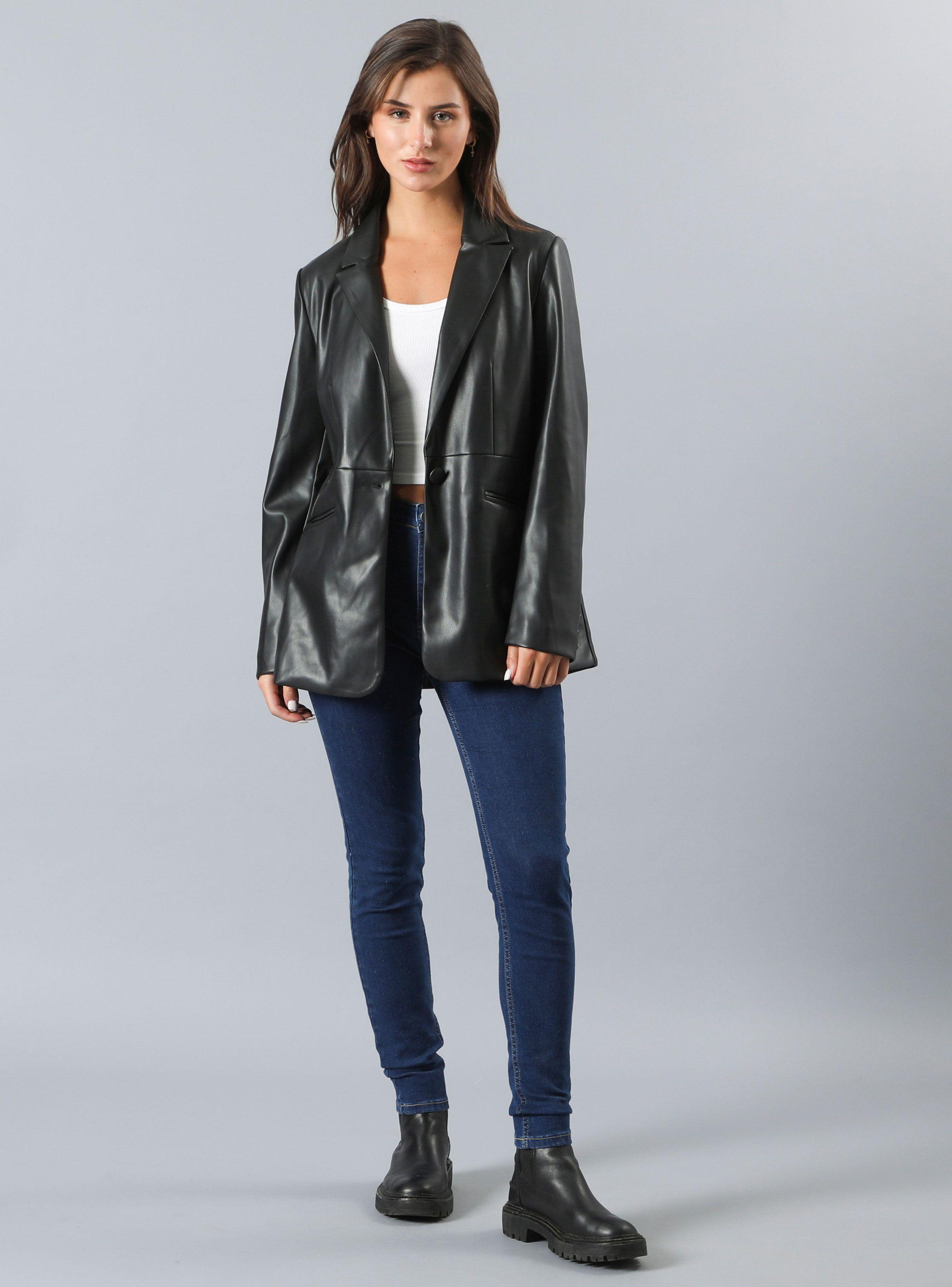Blazer Pu Modelo Recto-3