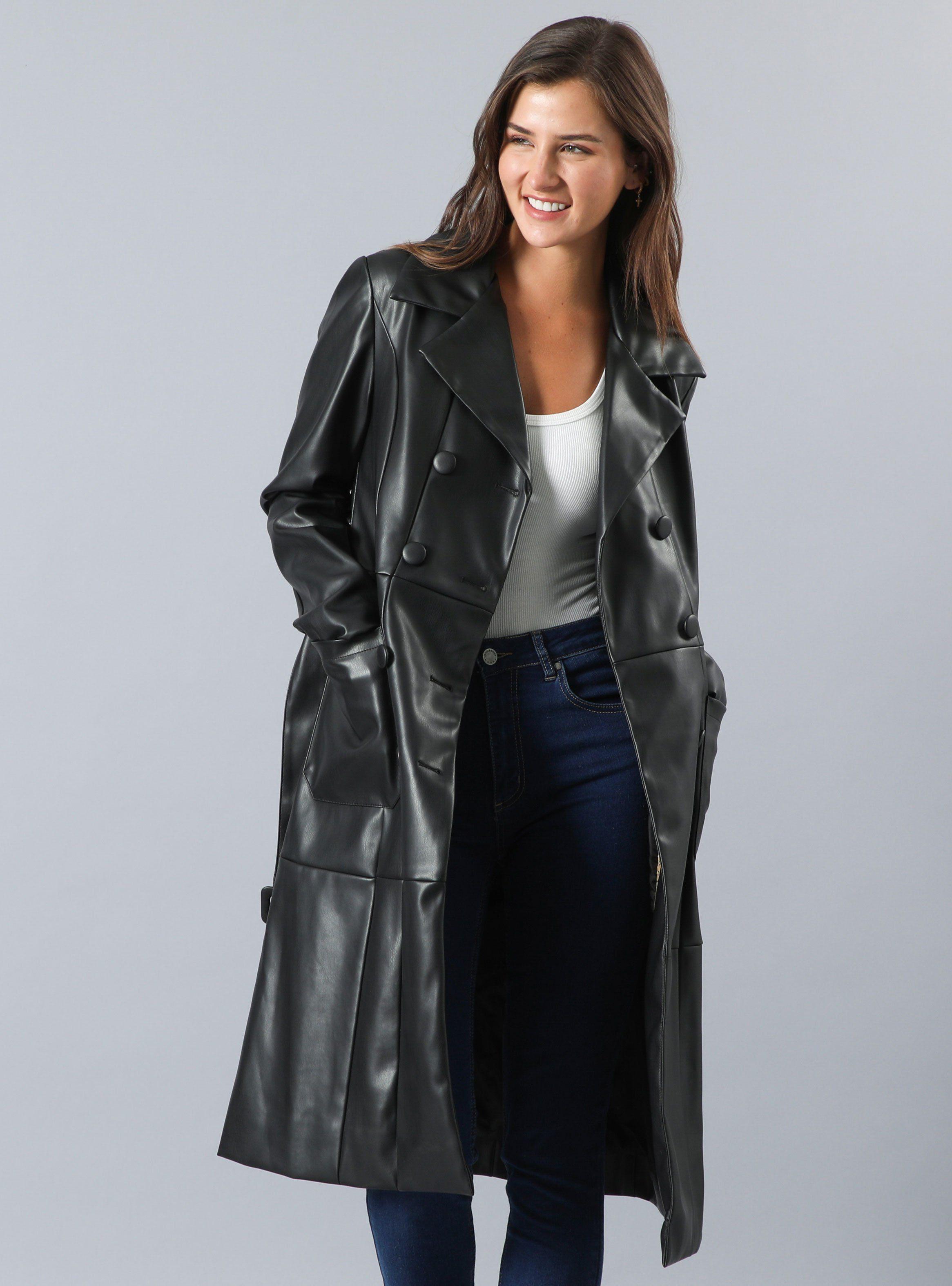 Abrigo Trench Simil Cuero-0