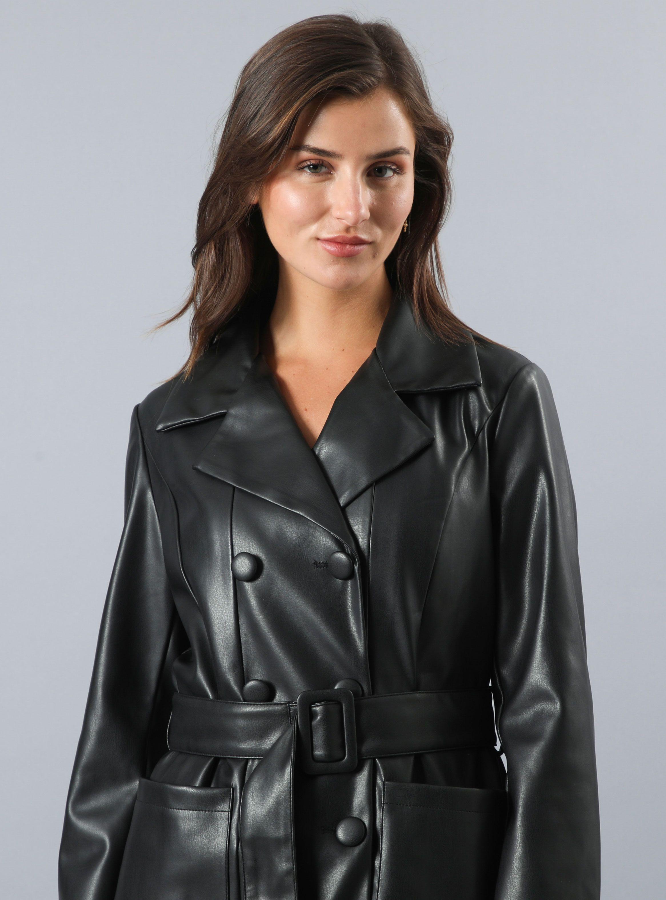 Abrigo Trench Simil Cuero-2