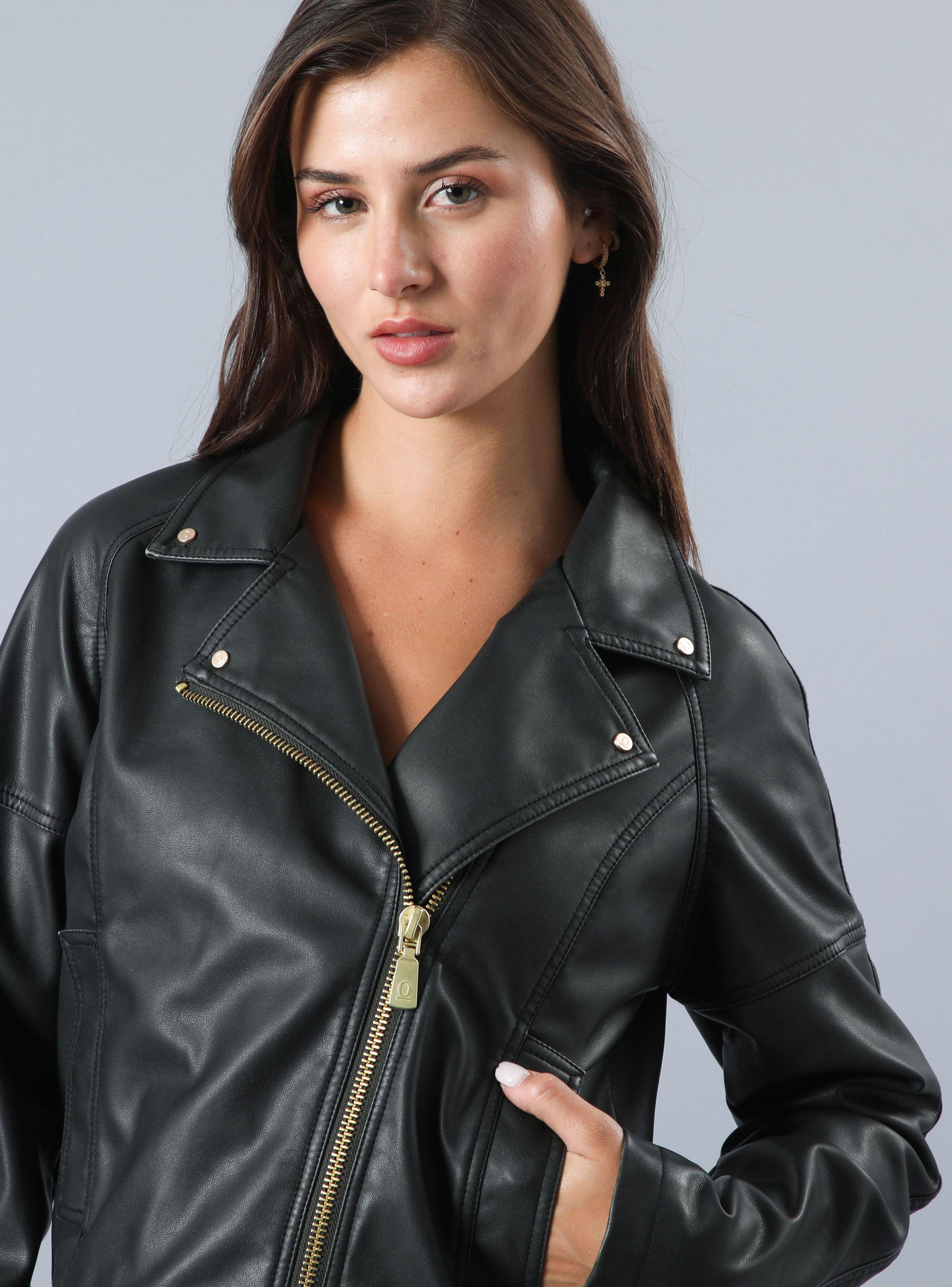 Chaqueta Pu Modelo Biker Bolsillos Laterales-1