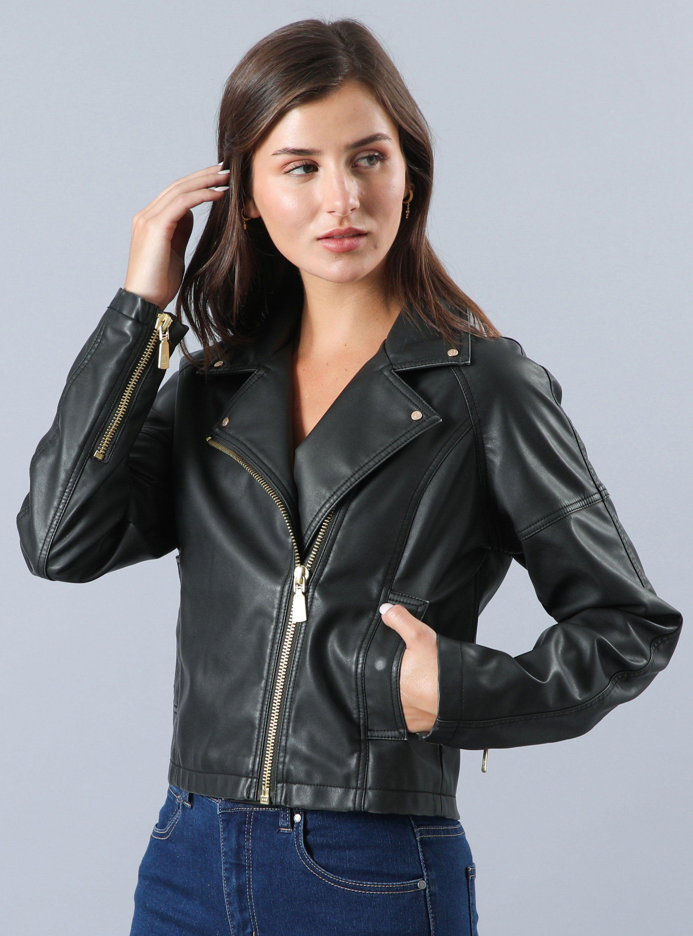 Chaqueta Pu Modelo Biker Bolsillos Laterales-0