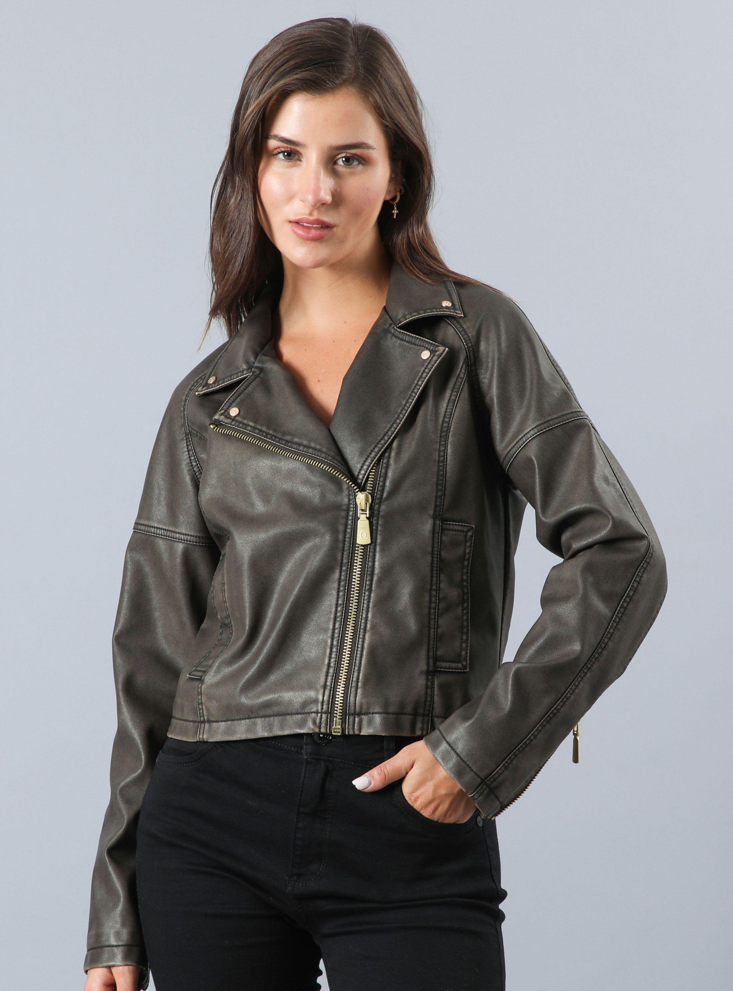 Chaqueta Pu Modelo Biker Bolsillos Laterales-0