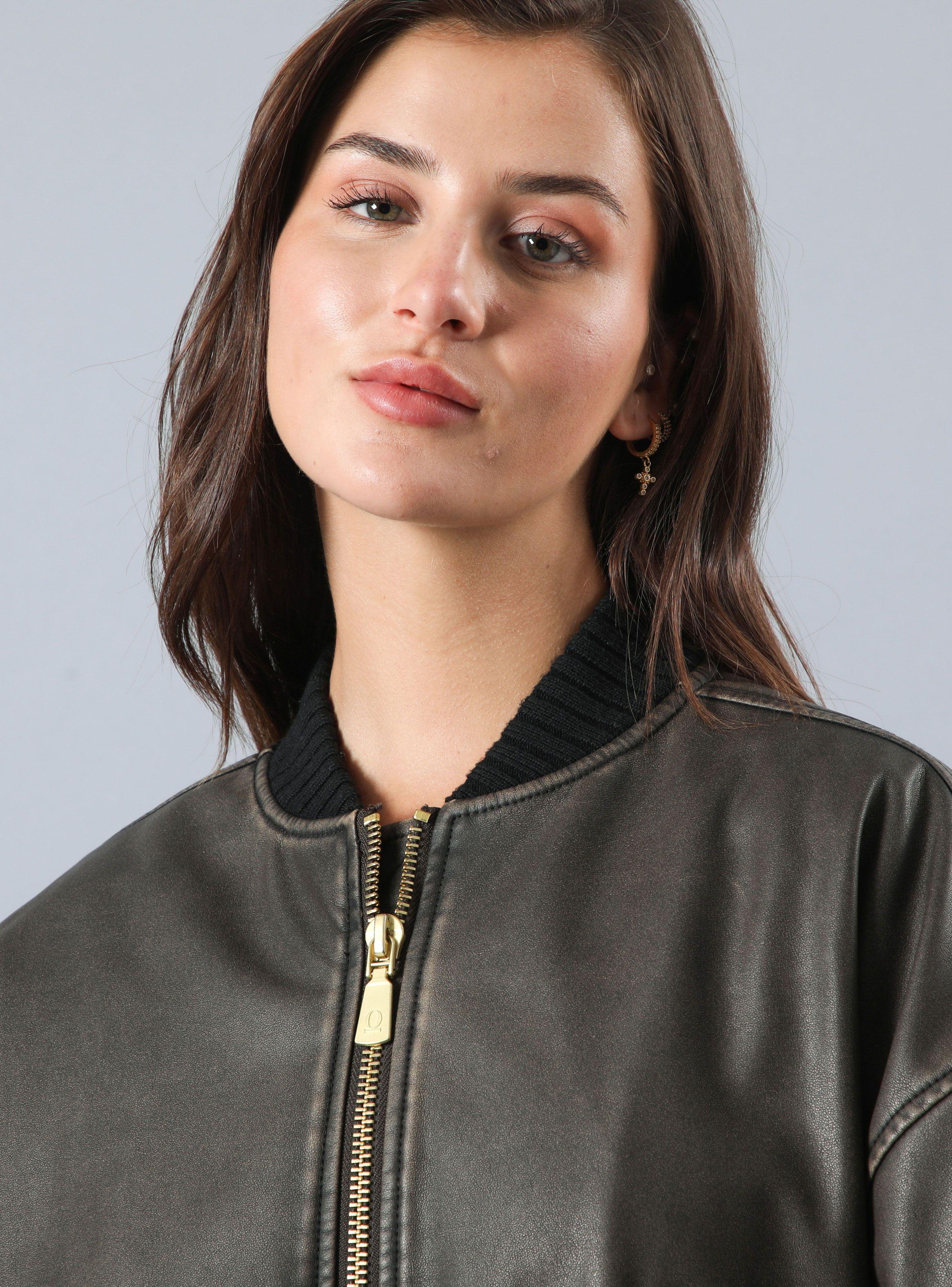 Chaqueta Bomber Pu Lavado Oversize-2