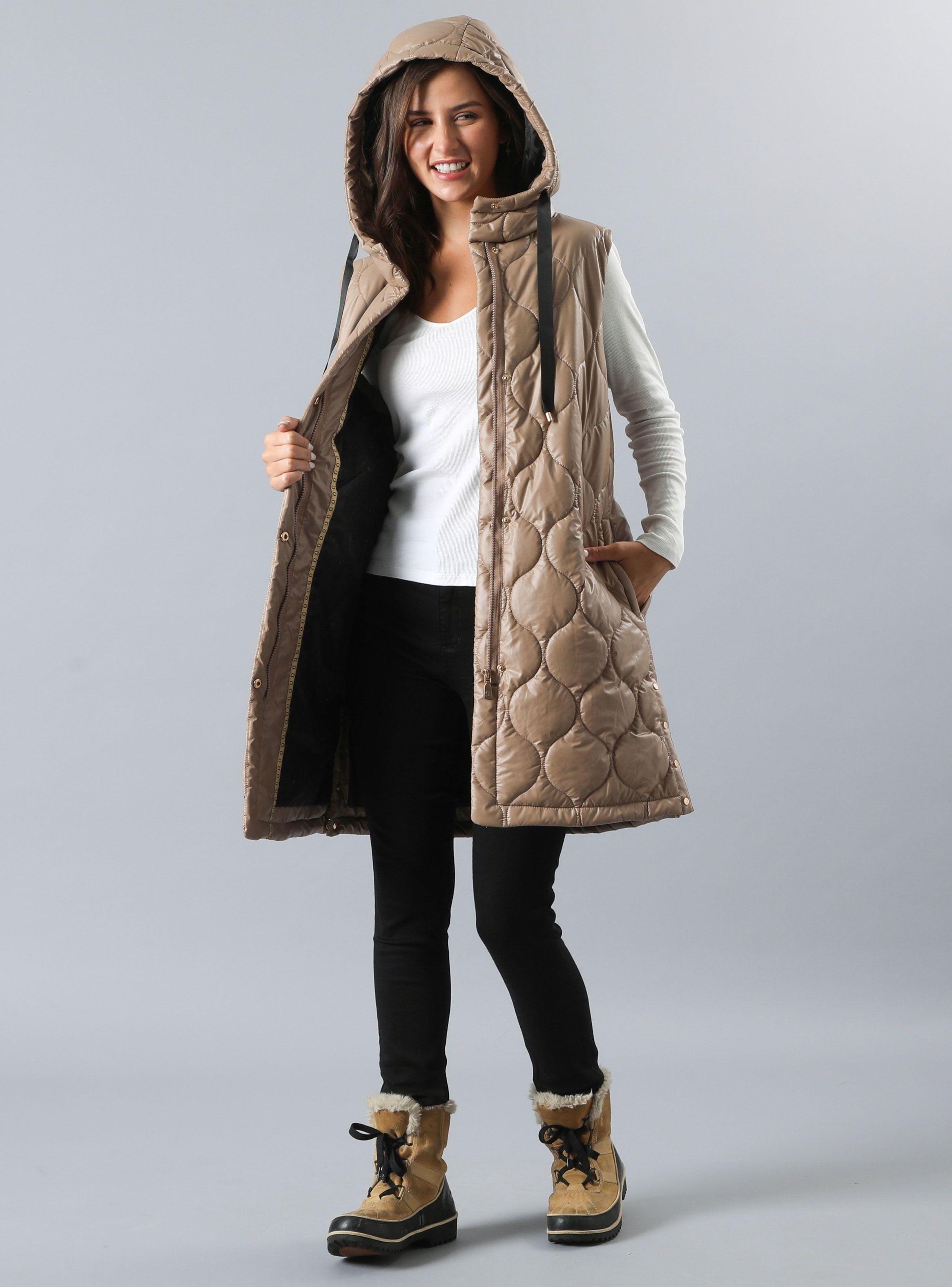Parka Quilted Larga y sin Mangas con Capucha-3