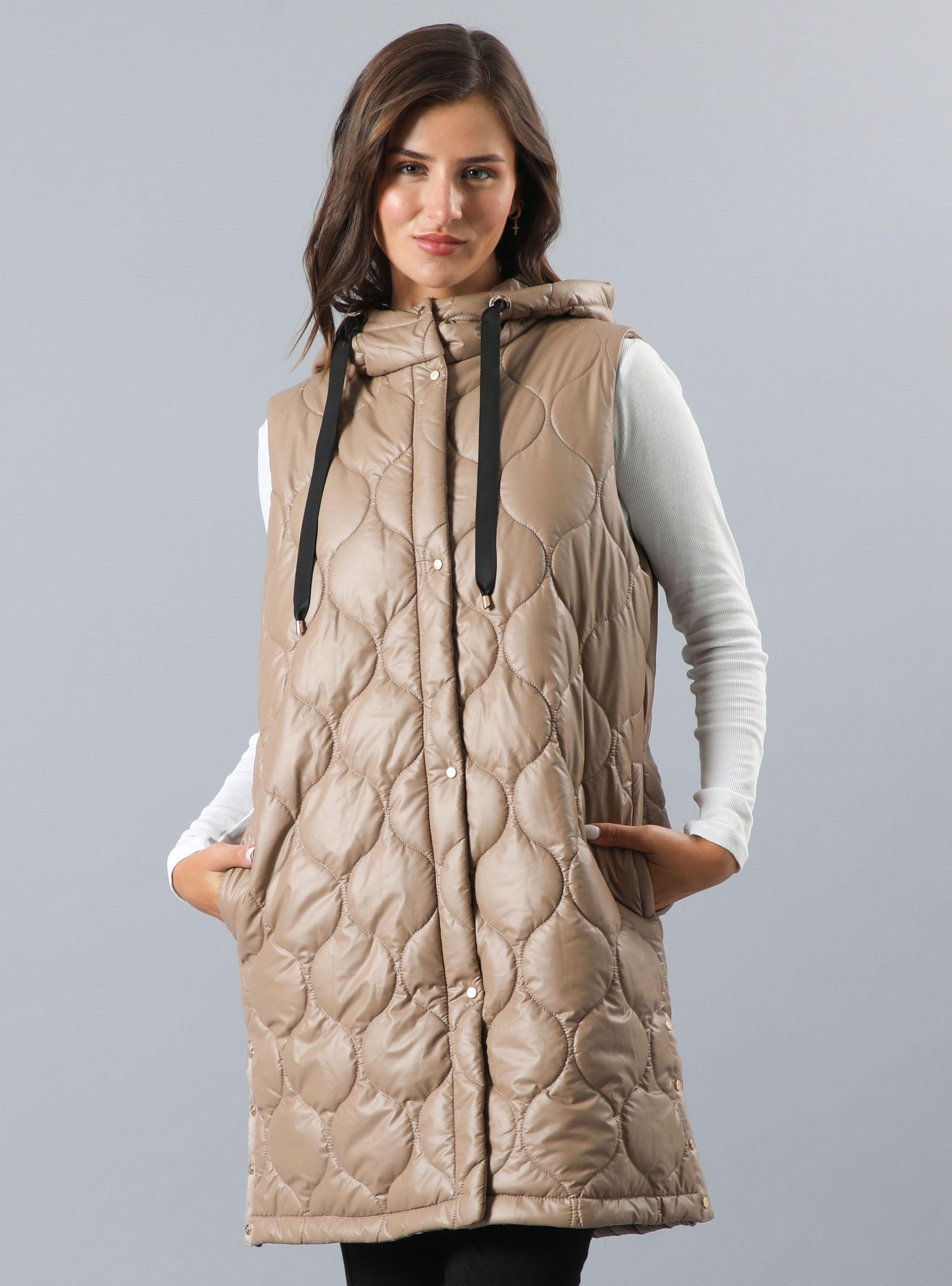 Parka Quilted Larga y sin Mangas con Capucha-0