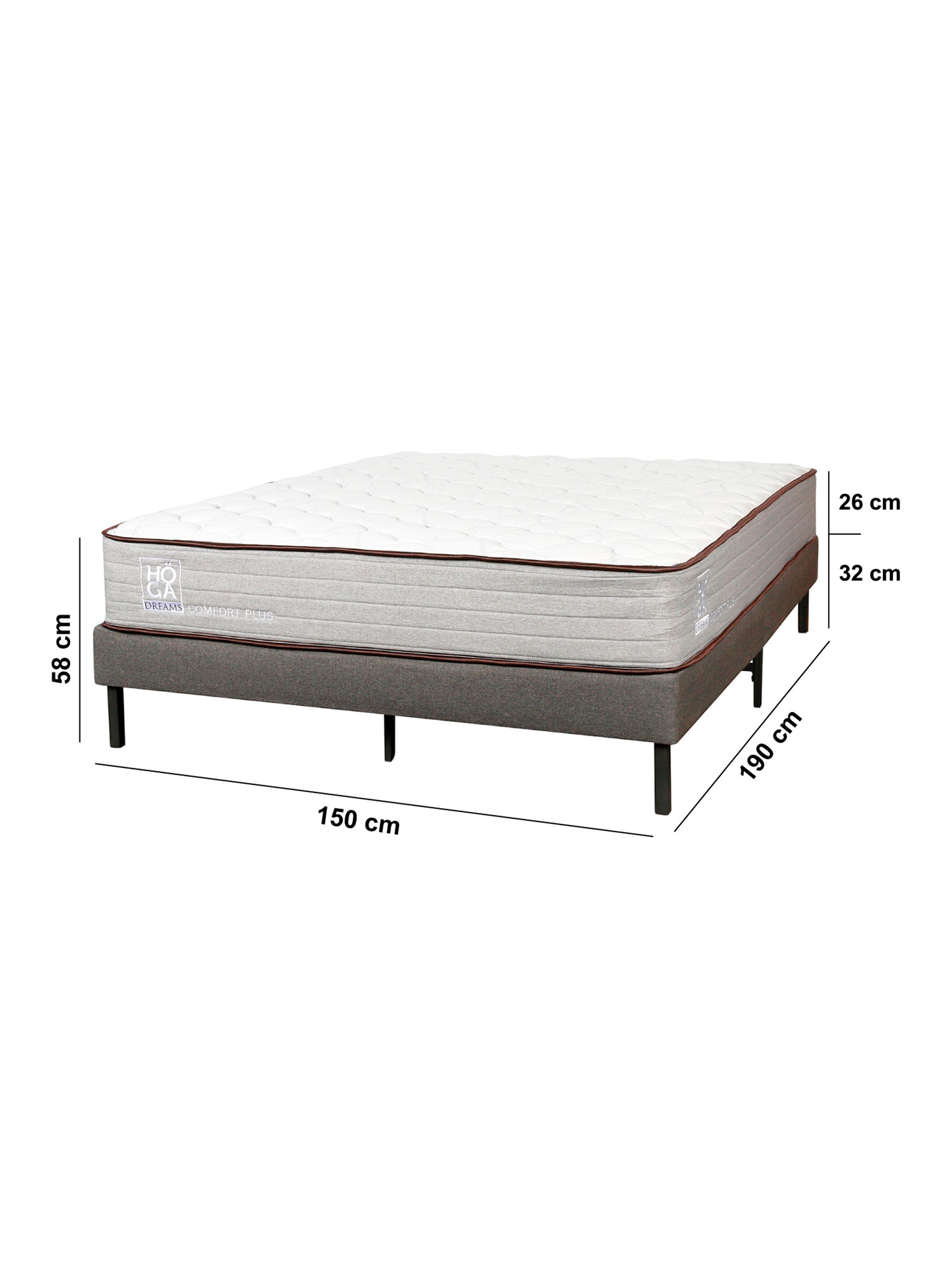 Cama Europea Koppla Comfort Plus 2 Plazas 190 cm + Respaldo Paris Beige-1