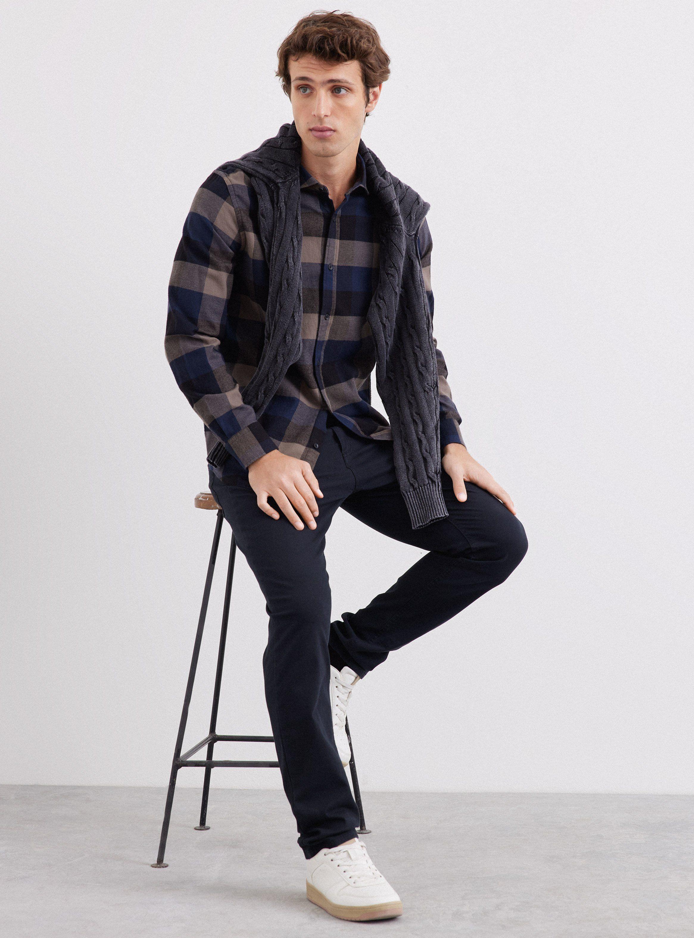 Camisa de Vestir Cuadros Ddp-4