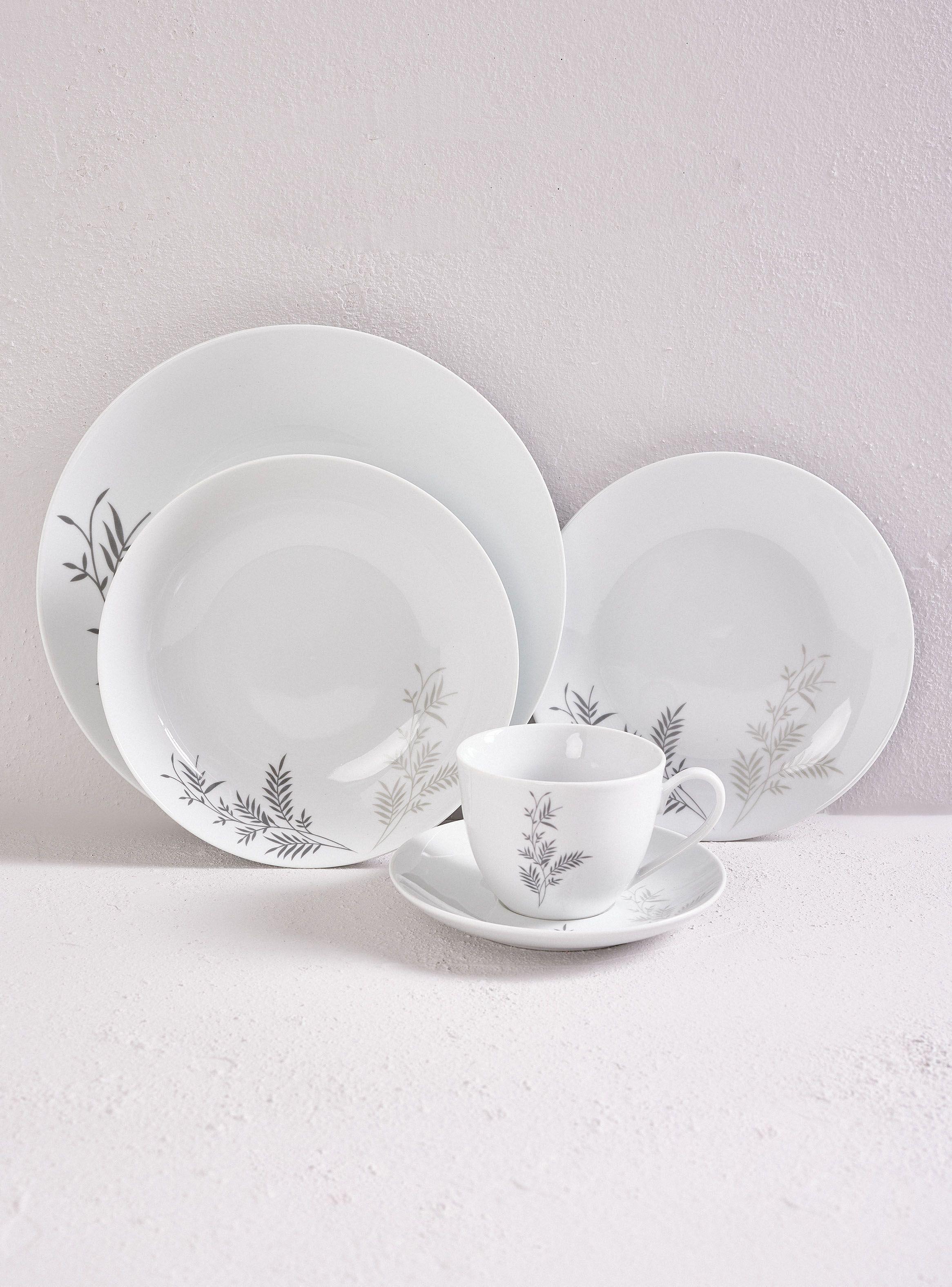 Set Vajilla 30 Piezas Rama Gris Porcelana-0