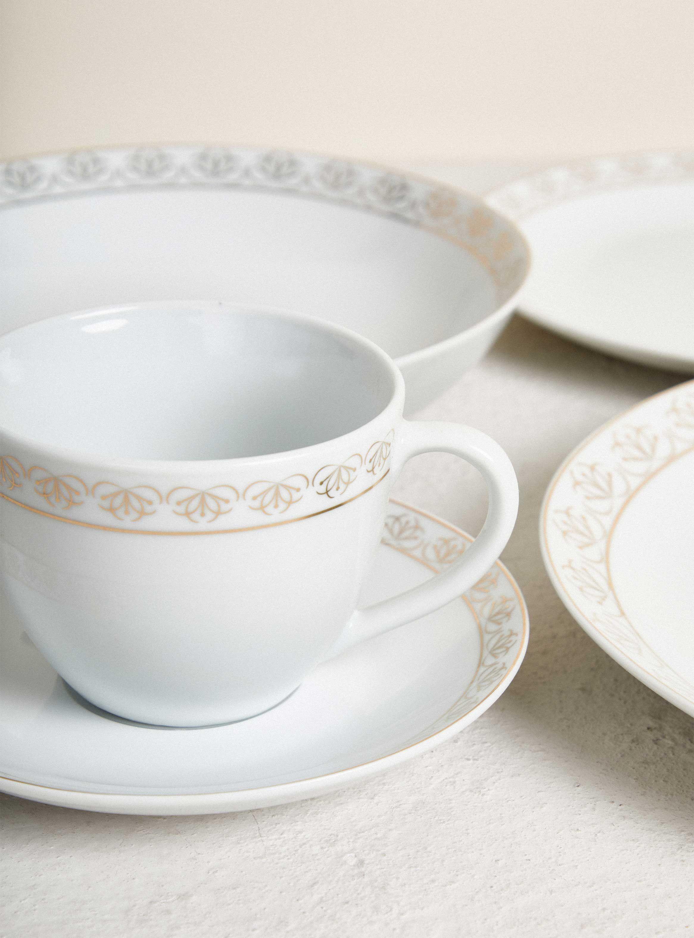 Set Vajilla 30 Piezas Borde Dorado Porcelana-2