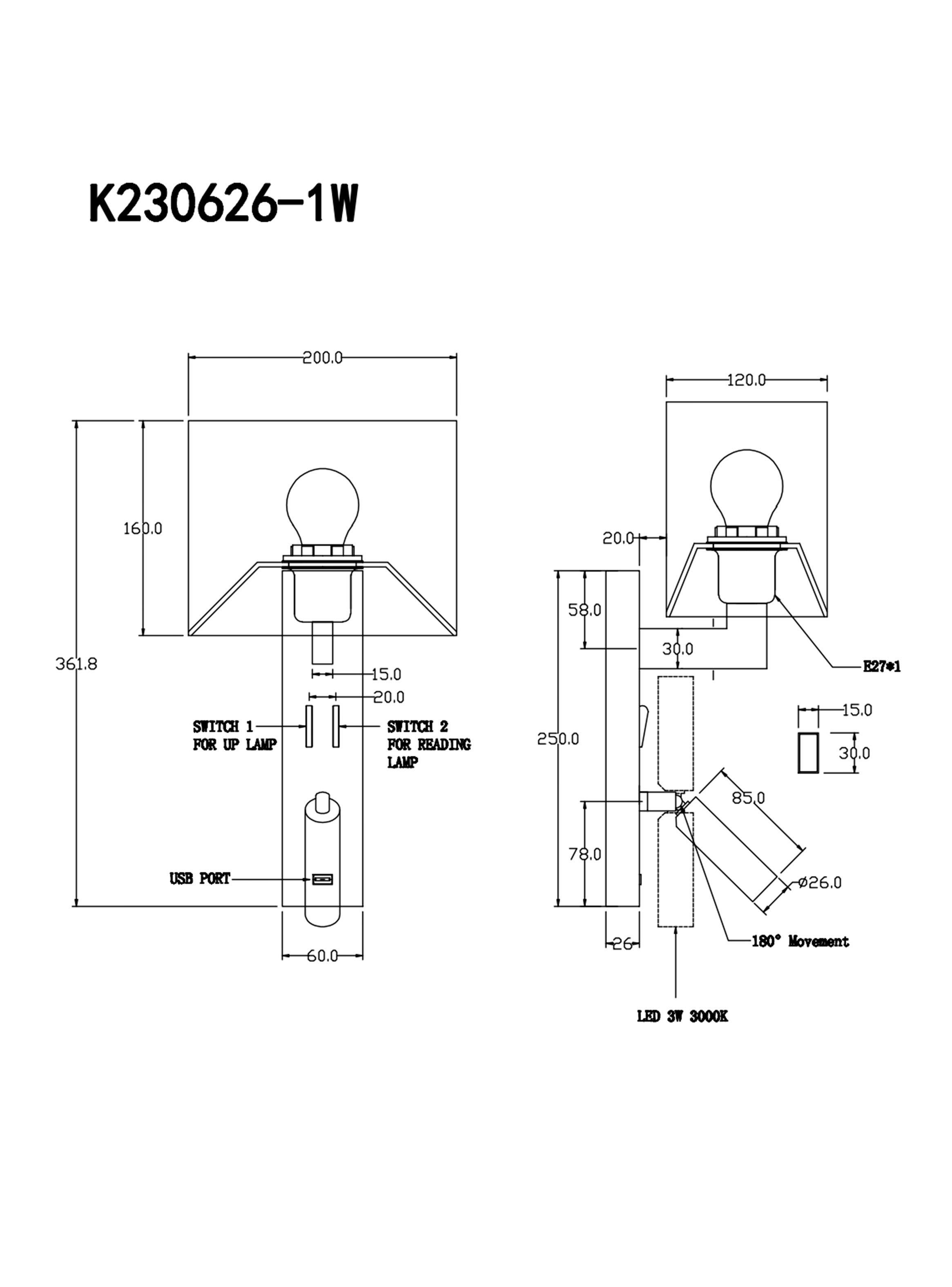 Apliqué USB Led Bronce Pantalla Cuadrada-1