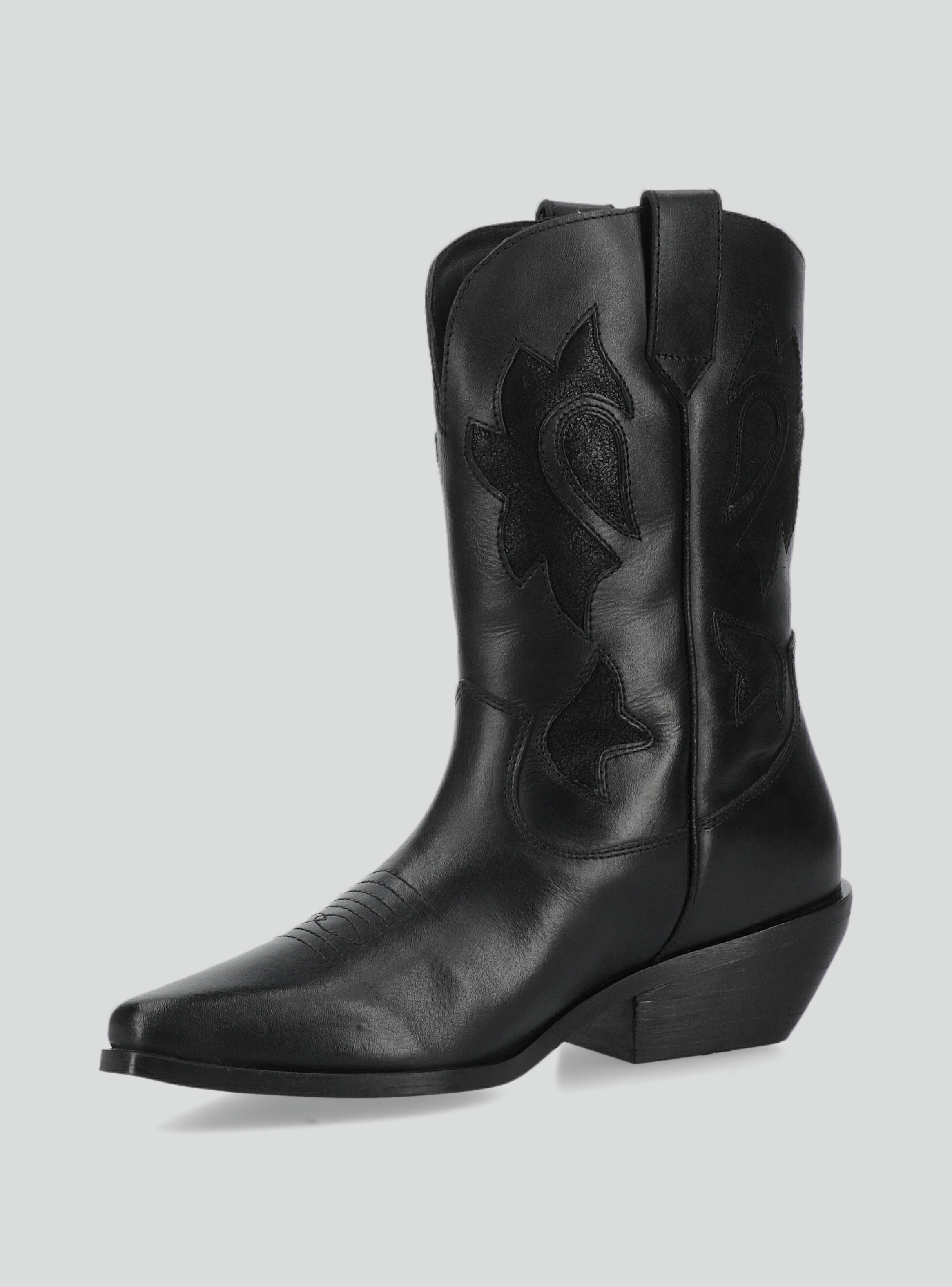 Bota de Cuero con detalles Metalizados Vaquera Mujer-2