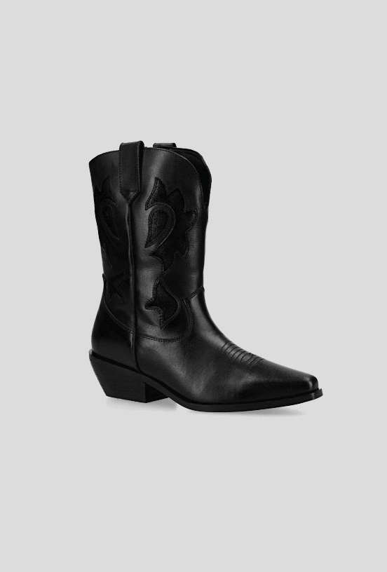 Bota de Cuero con detalles Metalizados Vaquera Mujer-5