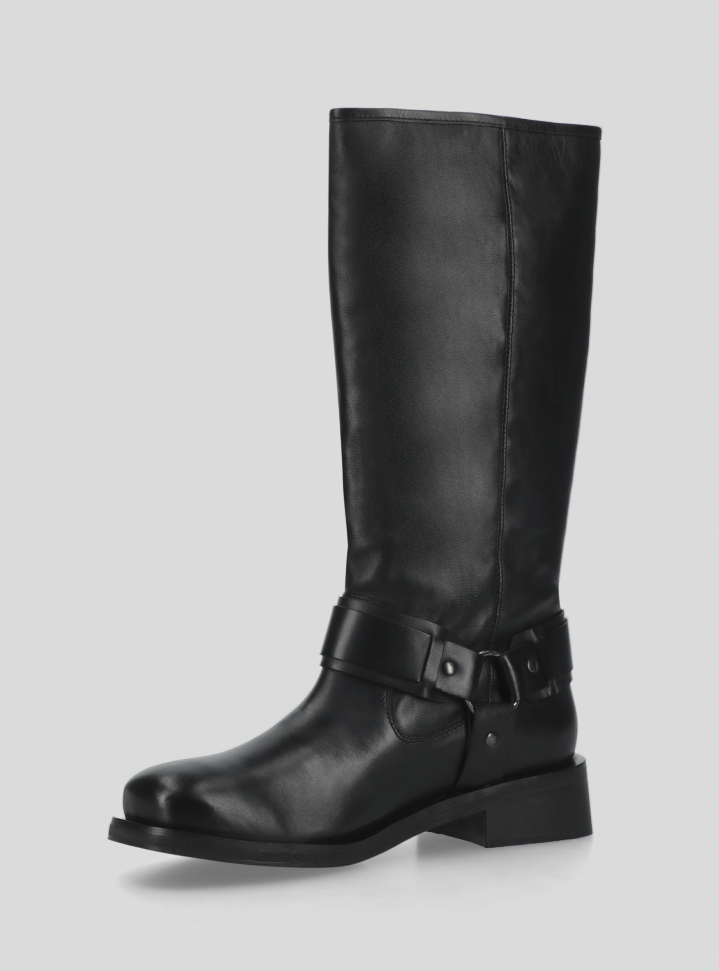 Bota de Cuero Biker, con detalles Metálicos Mujer-2