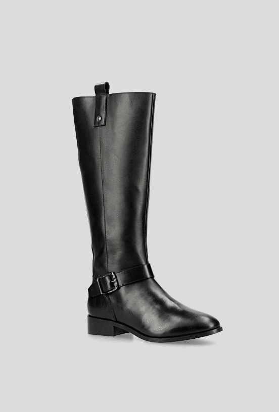 Bota Alta de Cuero con Hebilla Metálica Mujer-4